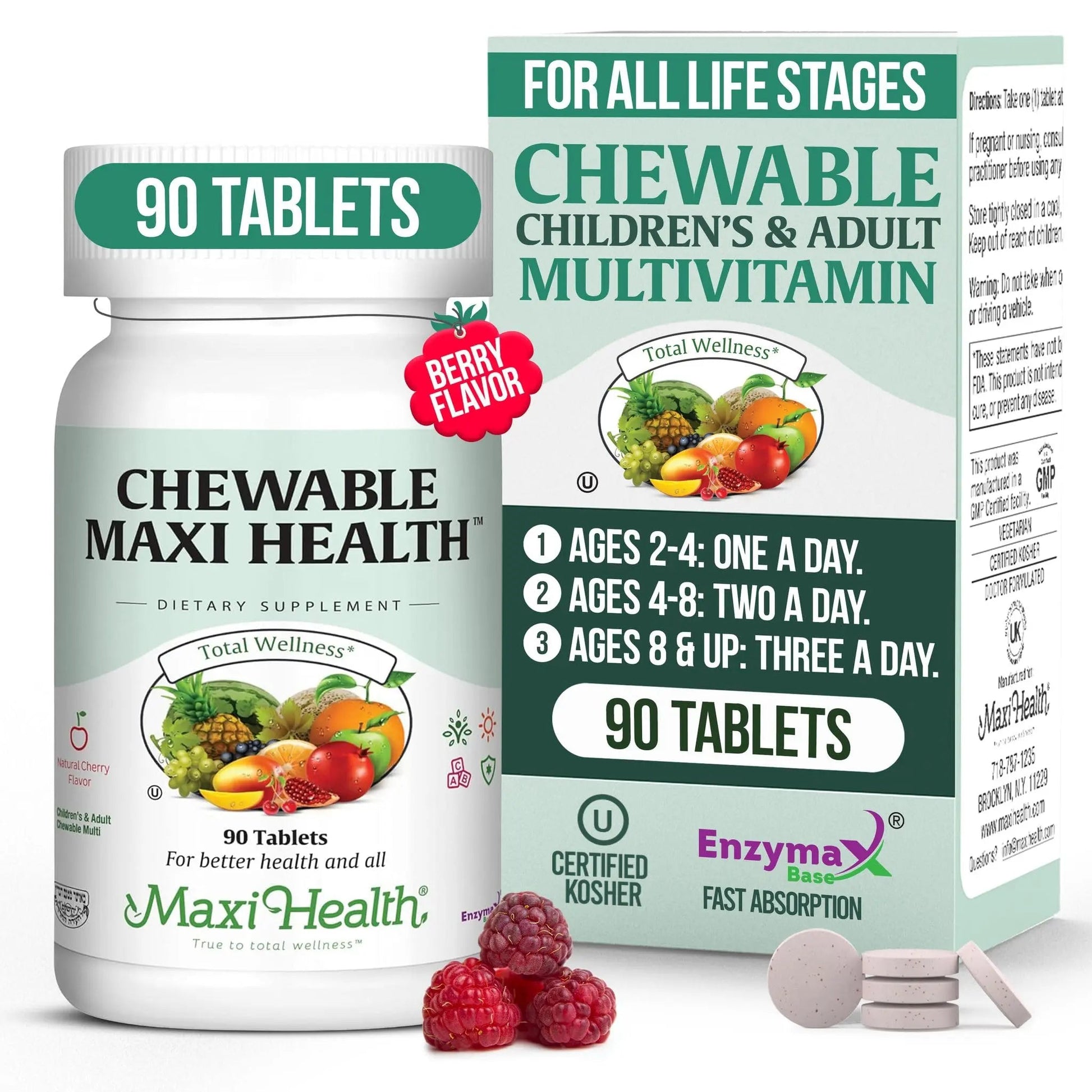 Maxi Health Chewable Multivitamin for Kids, Teens and Adults - Cherry Chewable Vitamins for Adults & Children Maxi Health uk supplements