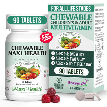 Maxi Health Chewable Multivitamin for Kids, Teens and Adults - Cherry Chewable Vitamins for Adults & Children Maxi Health uk supplements