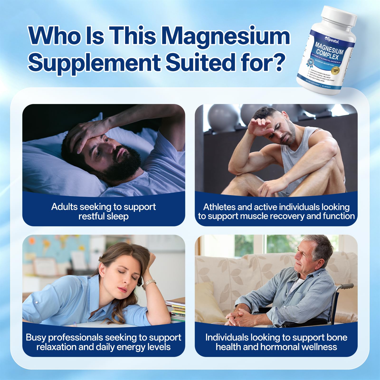 8 in 1 Magnesium Complex Capsules 1000mg for Women and Men - Highly Absorbable Magnesium Supplement Supports Muscle Relaxation Sleep & Energy | NSF Certified, GMP, Gluten Free, Vegan Oopeatol uk supplements
