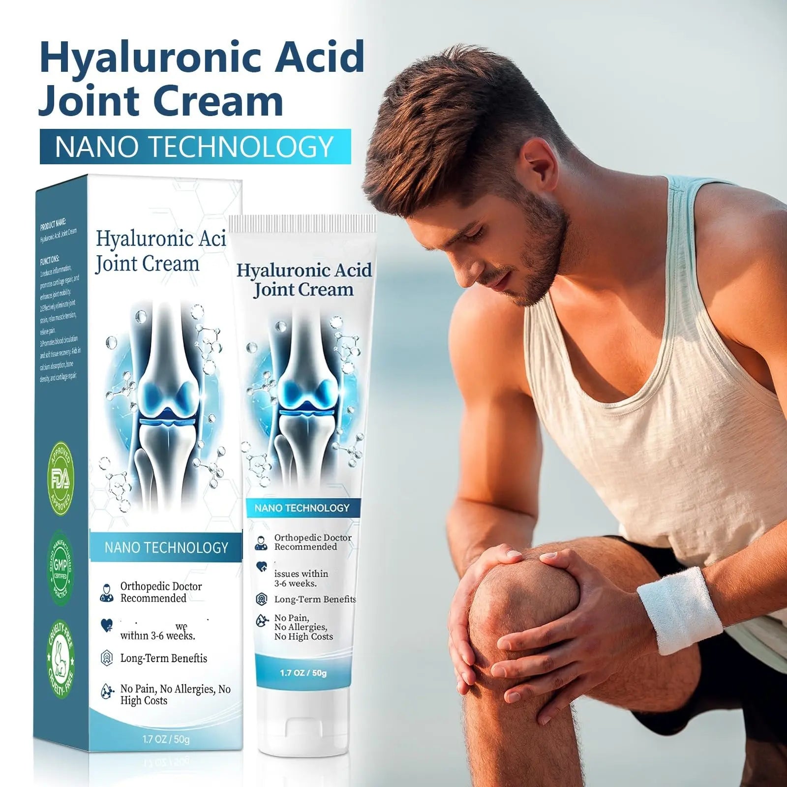 2 PCS Hyaluronic Acid Joint R-epair Gel, Soothing Massage Gel, Quickly Relieve Joint discomfort for Back, Neck, Kne, Soothing Relief for Dry, Cracked Skin Joint Activities Throughout The Body SANZHUAN uk supplements