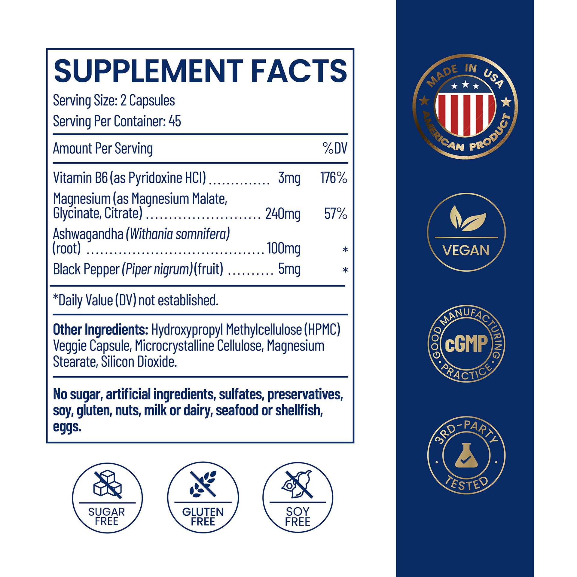 Magnesium Ashwagandha Complex | High-Absorption Multi Magnesium Supports Stress Relief, Sleep, Muscle & Heart Health | Vegan, Non-GMO, Gluten-Free, Made in USA, 90 Capsules((45-Day Supply) NEUMINA uk supplements