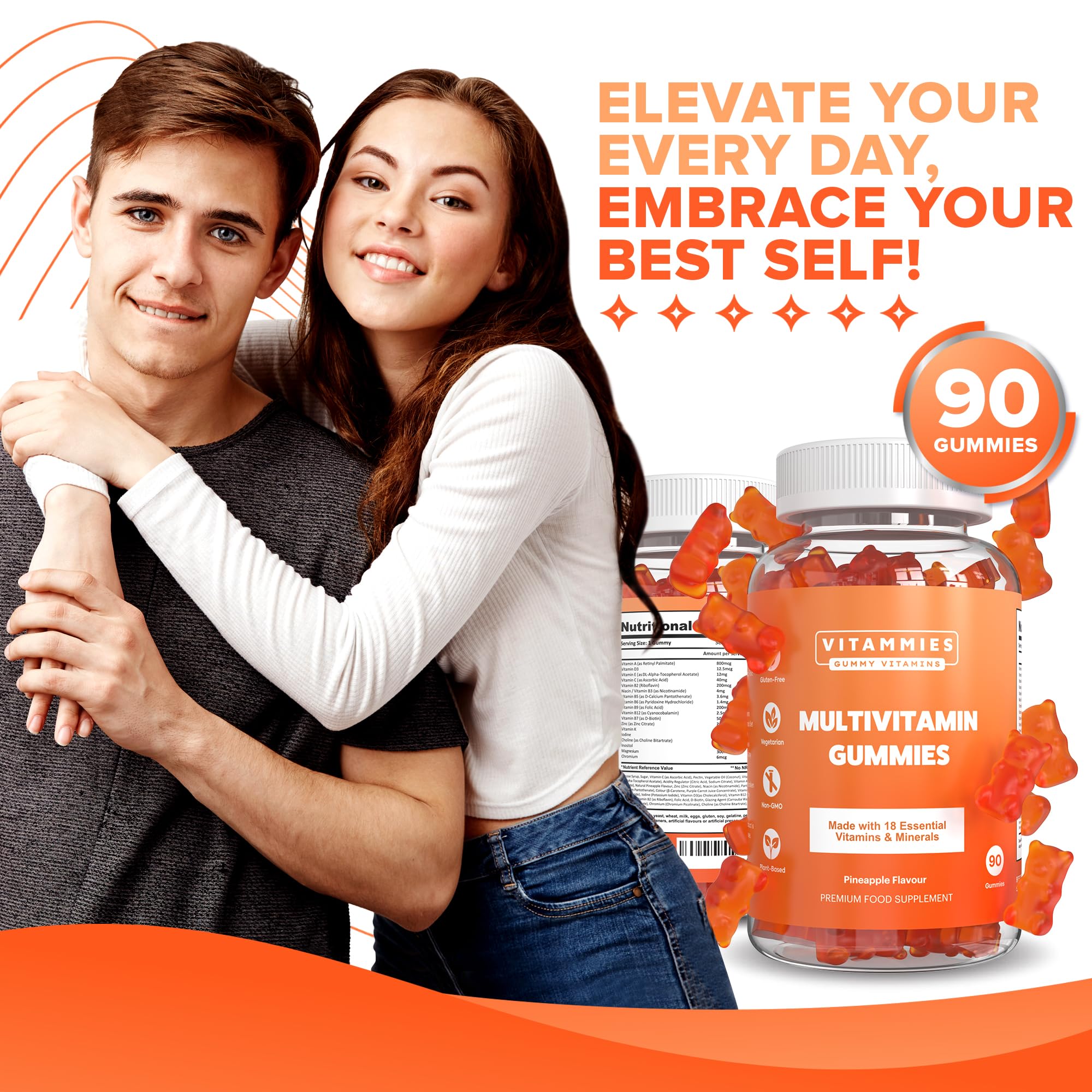 Multivitamin Gummies for Women & Men - 3 Months Supply - 18 Multivitamins & Minerals Vitammies uk supplements