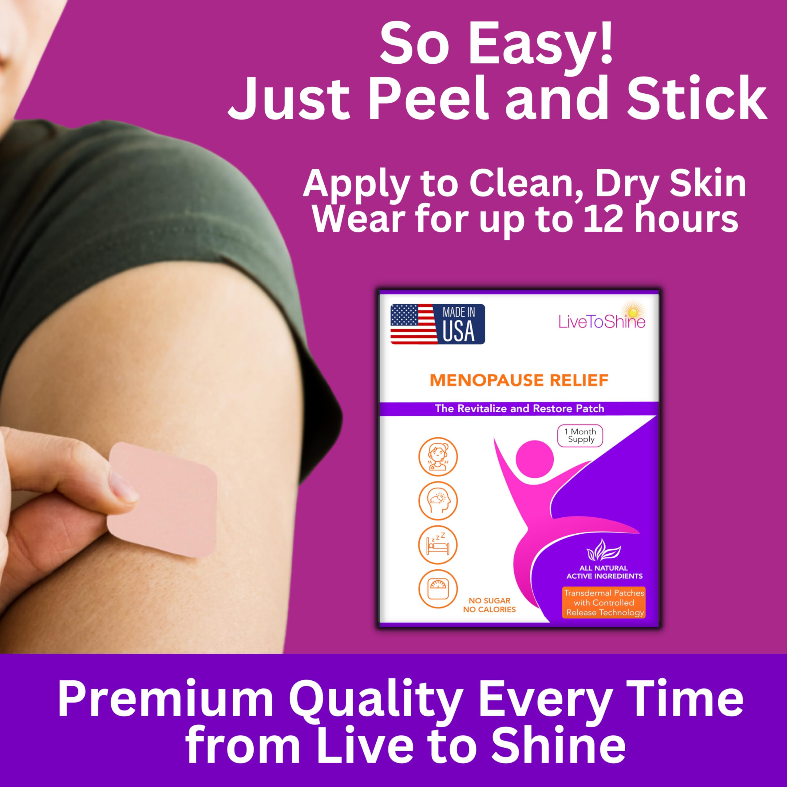 Menopause & Perimenopause Relief Patch for Women – Hot Flash, Mood & Symptom Support – Black Cohosh, Ashwagandha & More – 30 Topical Patches – USA Made by Live to Shine Live To Shine uk supplements