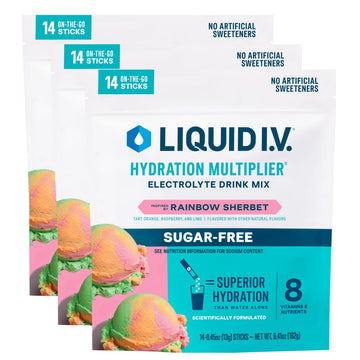 Liquid I.V.® Hydration Multiplier Sugar-Free - Rainbow Sherbet | Electrolyte Powder Drink Mix | 3 Pack (42 Servings) Liquid I.V. uk supplements
