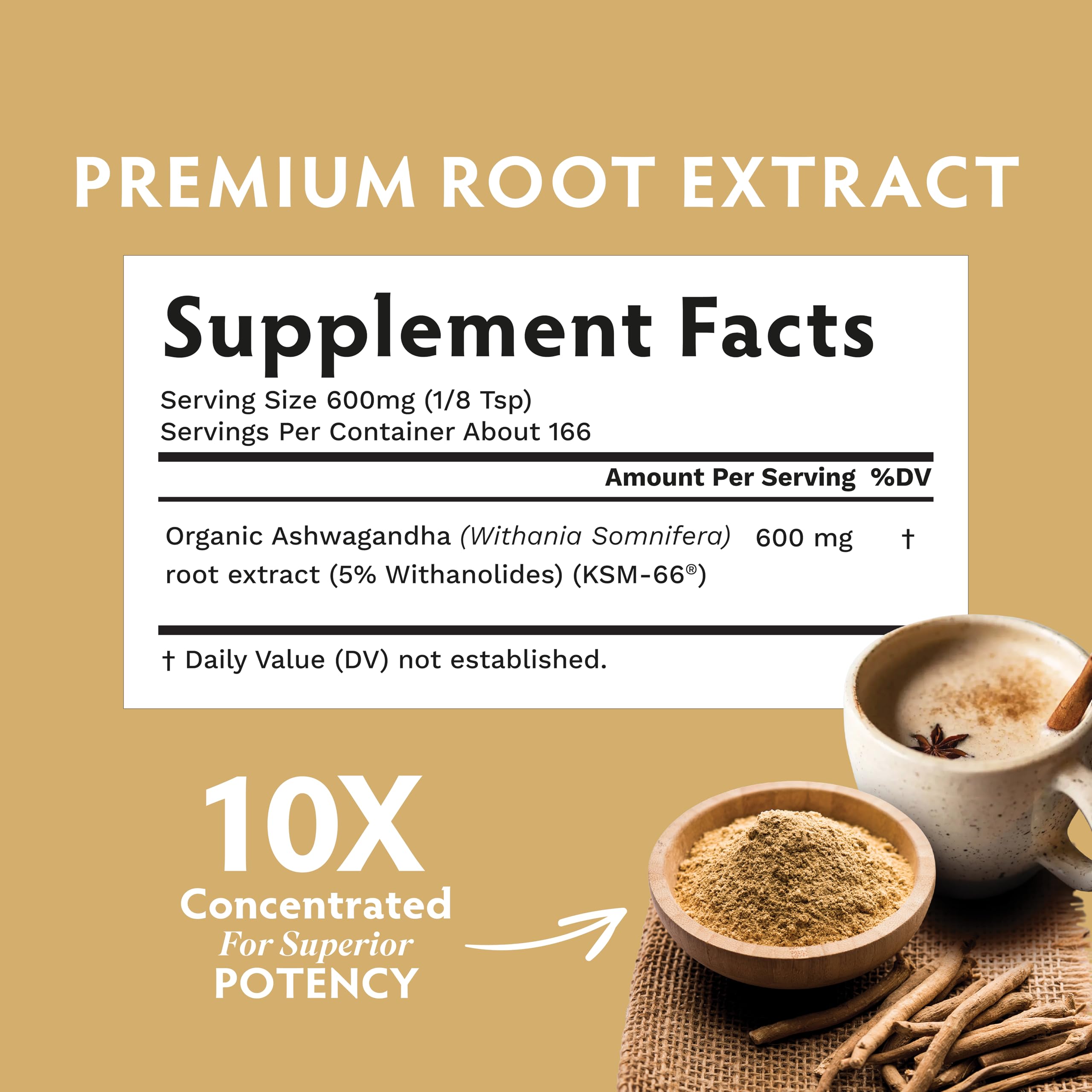 TRIBE ORGANICS KSM-66 Ashwagandha Root Extract Powder Ayurvedic Herb for Mood Support | Increase Energy | Strength - Organic | Natural | Gluten Free | Non GMO | Full-Spectrum - 100g Pouch TRIBE ORGANICS uk supplements