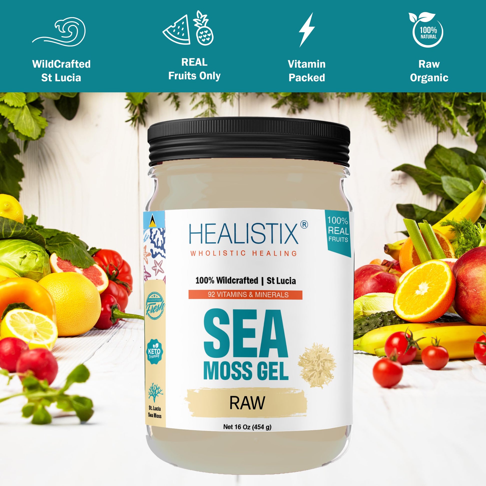 Healistix Irish Sea Moss Gel- St Lucia Wildcrafted Seamoss Gel, Packed with 92 Vitamins HX HEALISTIX uk supplements