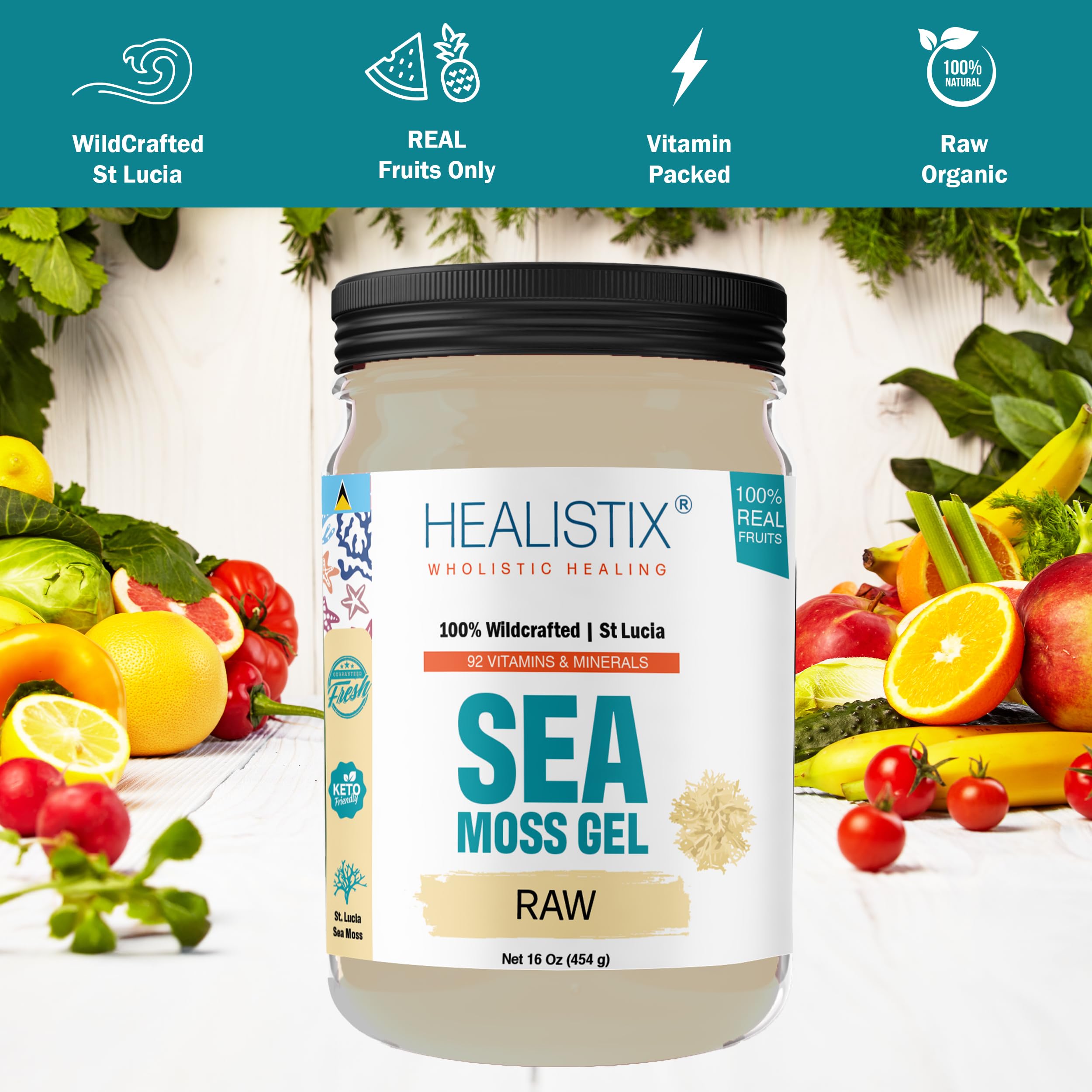 Healistix Irish Sea Moss Gel- St Lucia Wildcrafted Seamoss Gel, Packed with 92 Vitamins HX HEALISTIX uk supplements