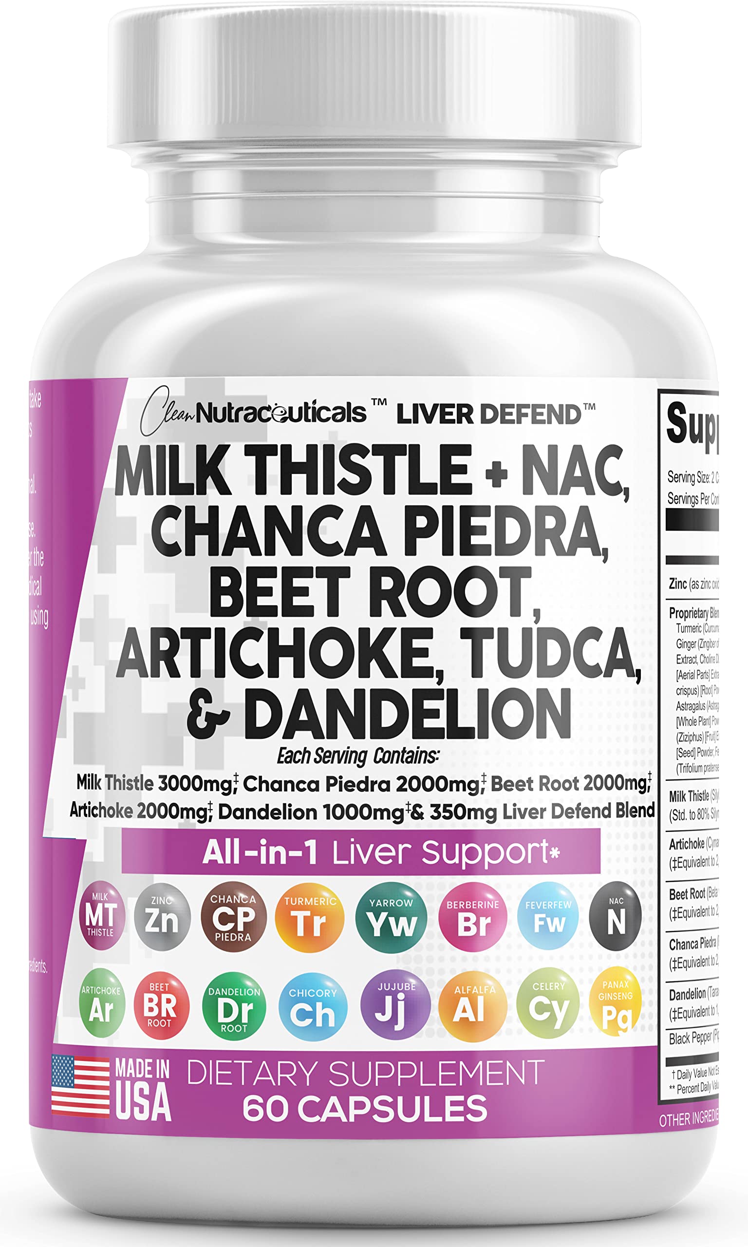 Milk Thistle 3000mg NAC Chanca Piedra 2000mg Beet Root 2000mg Clean Nutraceuticals uk supplements