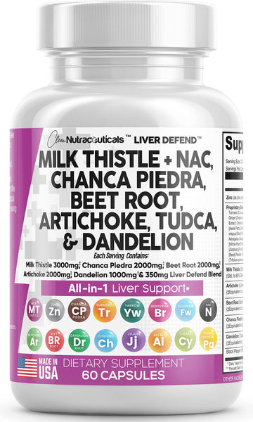 Milk Thistle 3000mg NAC Chanca Piedra 2000mg Beet Root 2000mg Clean Nutraceuticals uk supplements