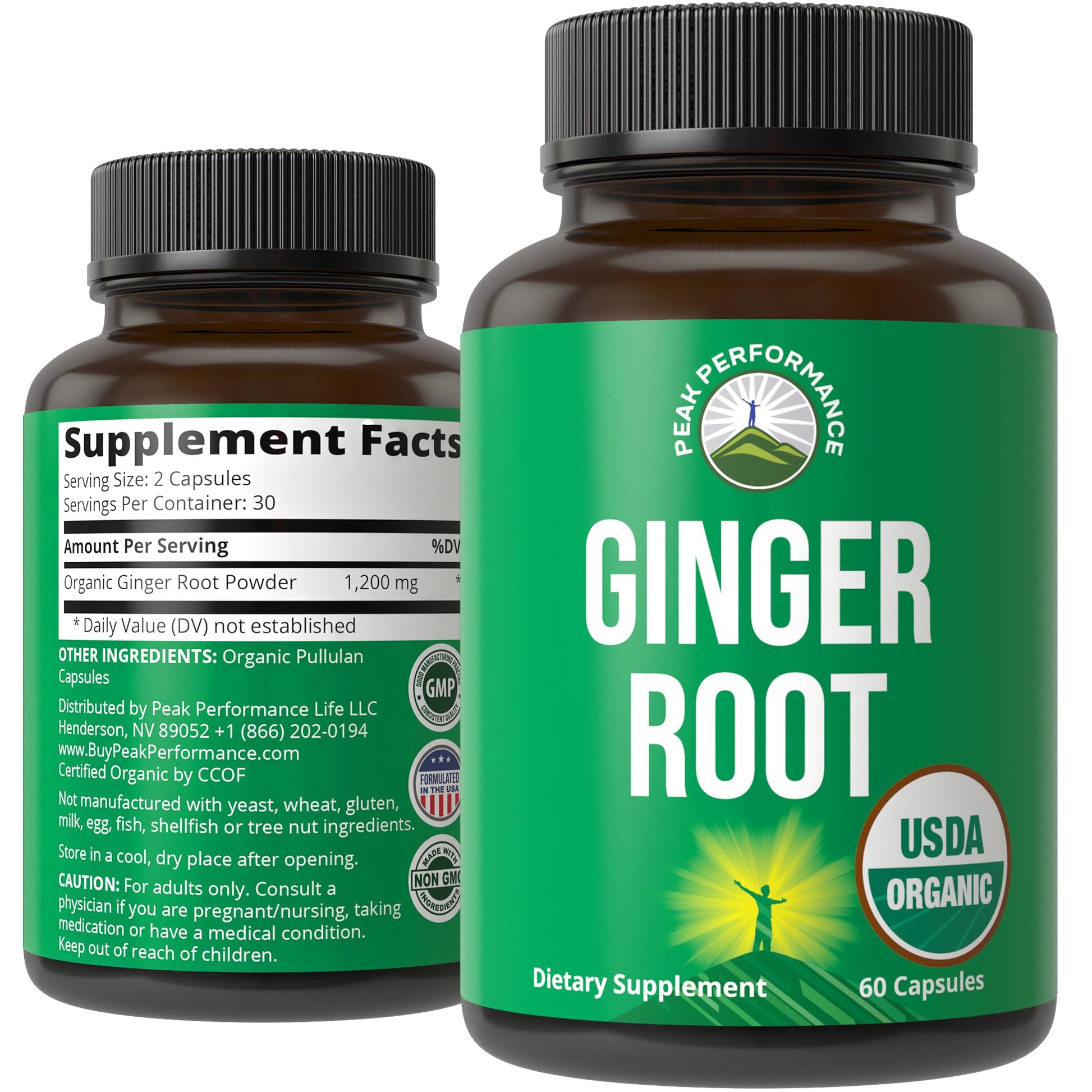 Peak Performance USDA Organic Ginger Root Capsules. Vegan Ginger Pills Supplement for Women & Men to Support Digestion, Occasional Nausea Relief, Gas & Bloat Support, and Gentle Stomach Comfort Peak Performance uk supplements