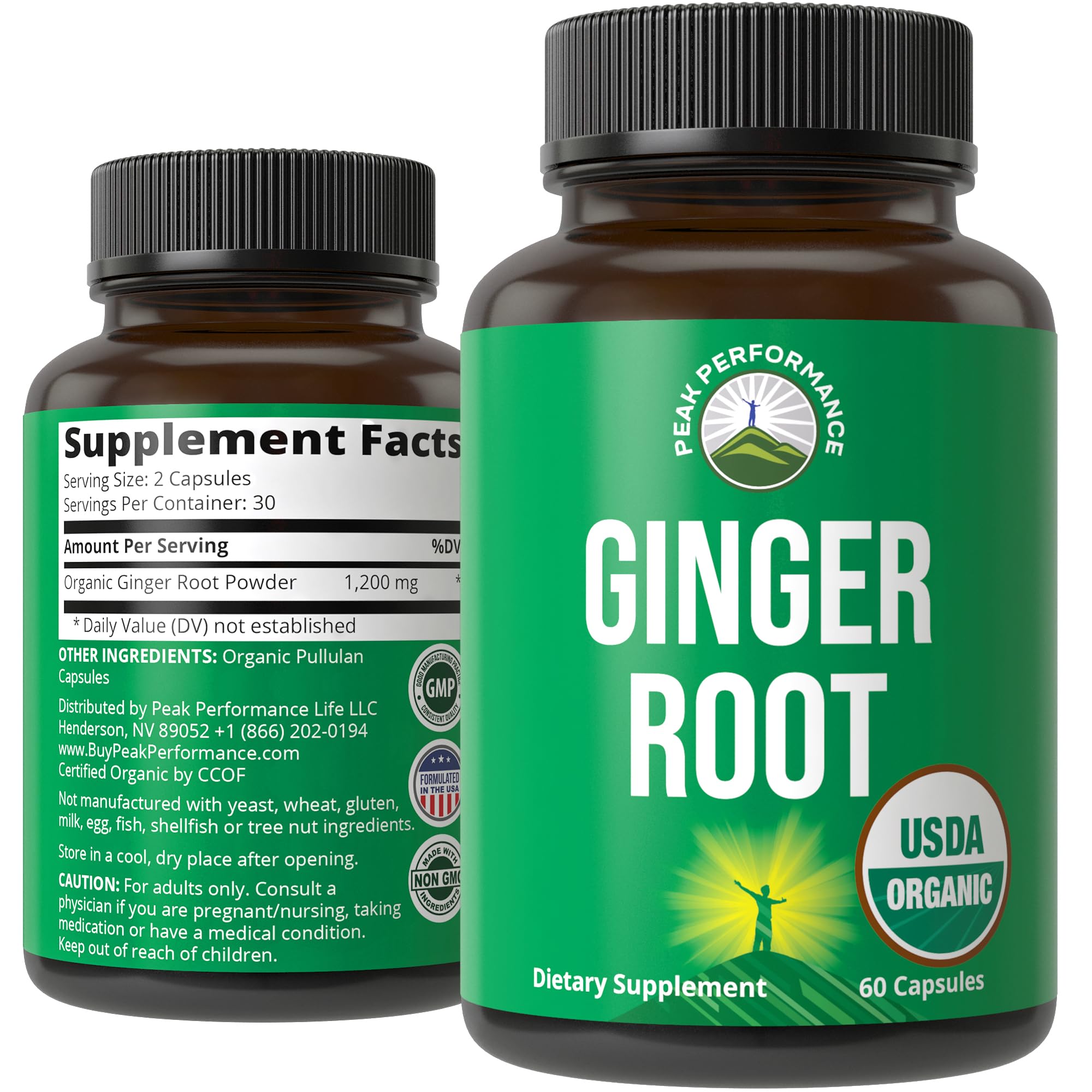 Peak Performance USDA Organic Ginger Root Capsules. Vegan Ginger Pills Supplement for Women & Men to Support Digestion, Occasional Nausea Relief, Gas & Bloat Support, and Gentle Stomach Comfort Peak Performance uk supplements