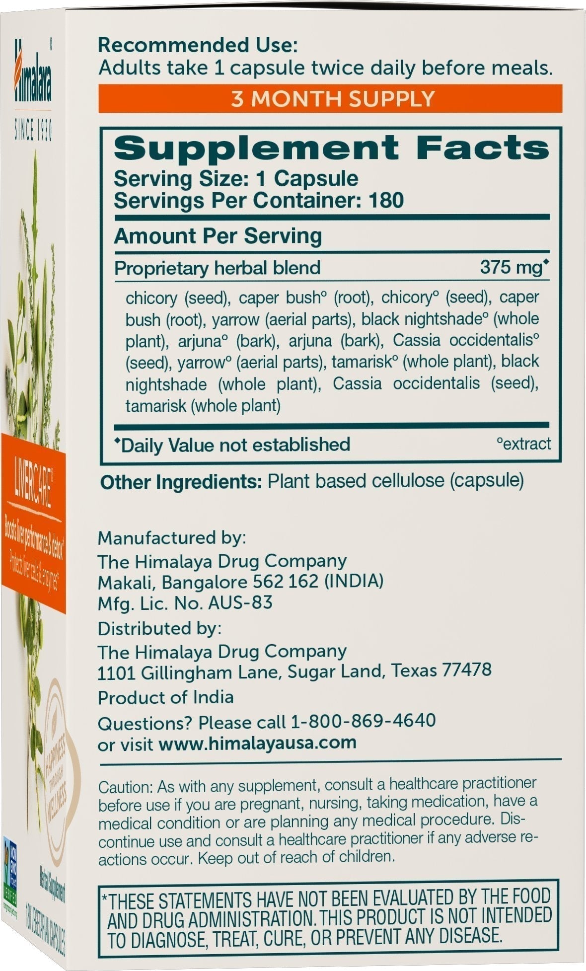 Himalaya LiverCare for Liver Cleanse and Liver Detox, 375 mg, 180 Capsules Himalaya uk supplements