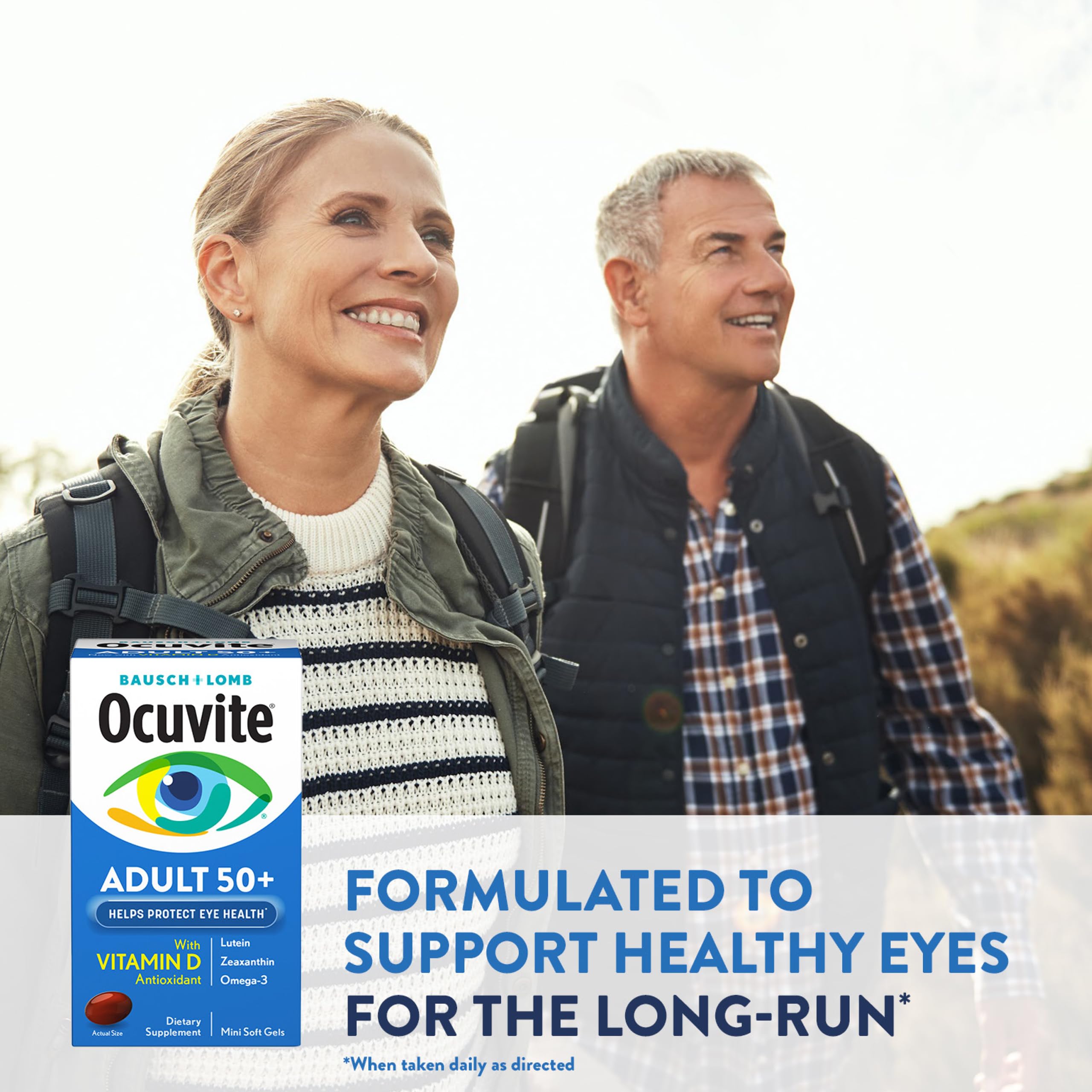 Ocuvite 50+ Eye Vitamin & Mineral Supplement, Multivitamin for Vision & Ocular Health with Omega-3, Zinc, Vitamins C & E, Lutein & Zeaxanthin, Zinc Supplements for Women and Men, 50 Softgels Ocuvite uk supplements