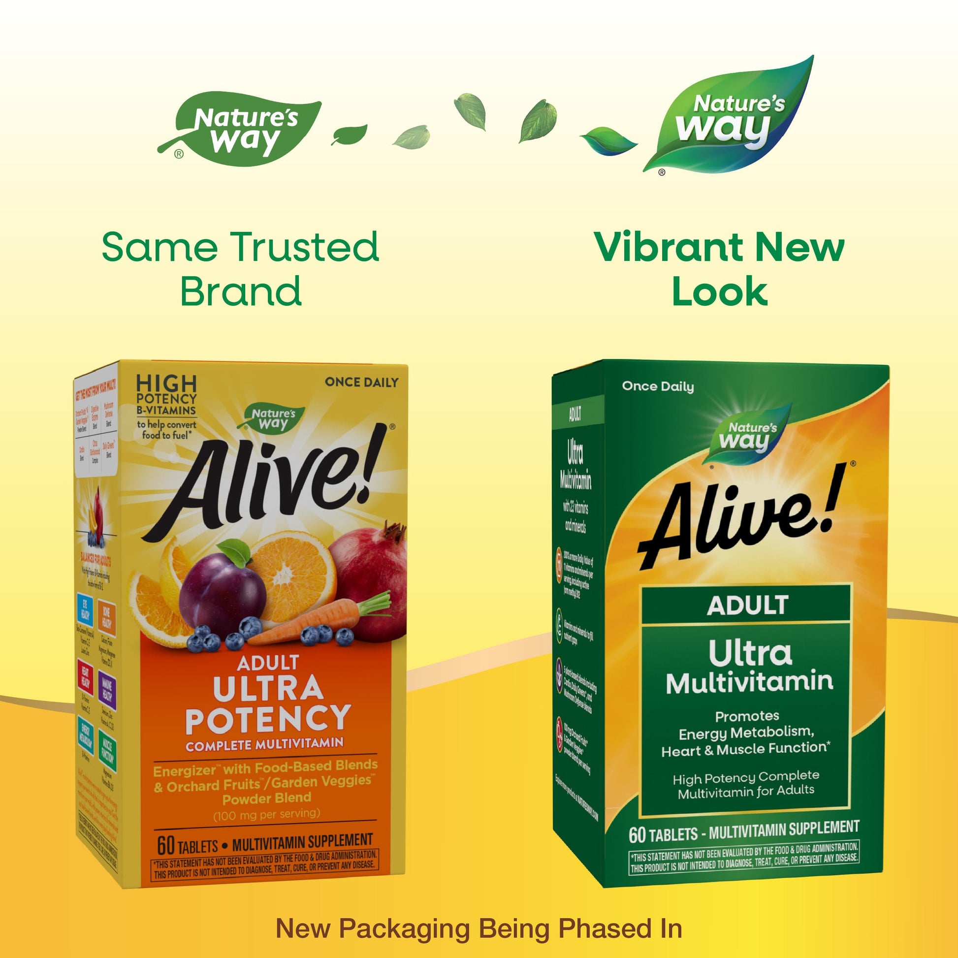 Nature's Way Alive! Adult Ultra Multivitamins, Promotes Energy Metabolism, Heart & Muscle Function*, with B-Vitamins Including Methylated B12, Gluten Free, 60 Tablets Nature's Way uk supplements
