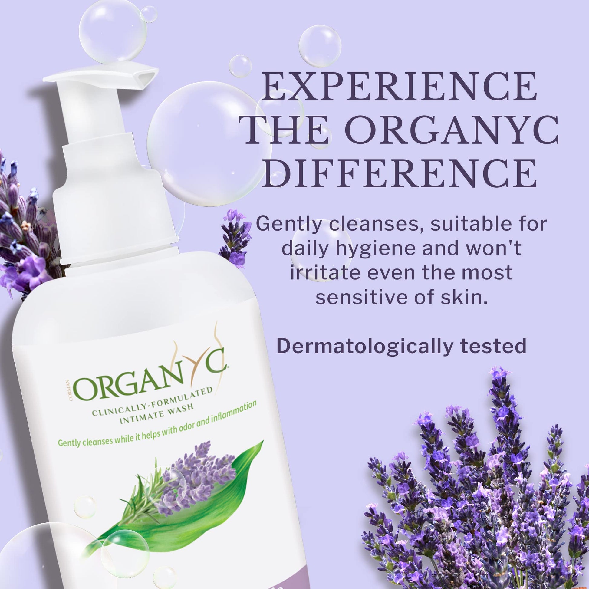 Organic Intimate Wash with Lavender Essential Oils & Flower Extracts, Gentle Cleansing Feminine Organyc uk supplements
