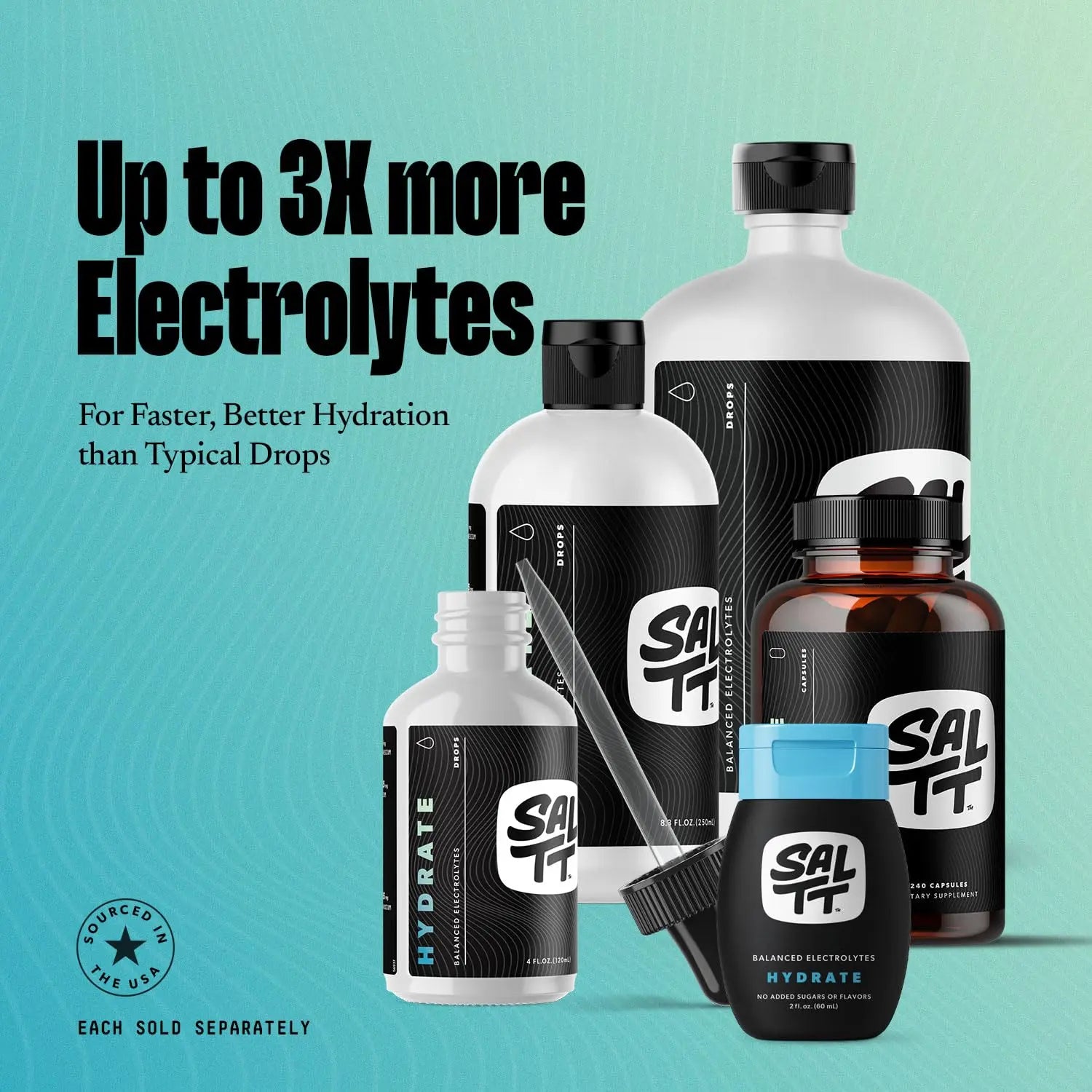 SALTT - Hydrate (4 oz) - Electrolytes Drops - Energy Boost - Sodium, Potassium, Magnesium, Zinc, Copper - Unflavored - Ultra Low Carb - Zero Sugar, Vegan, Keto Chow uk supplements