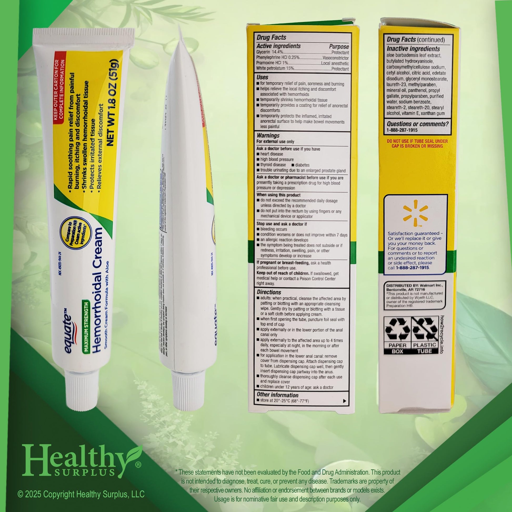 Healthy Surplus Equate Hemorrhoidal Cream/Ointment 1.8 OZ (51g) and Vital Volumes Tips Card Bundle Healthy Surplus uk supplements