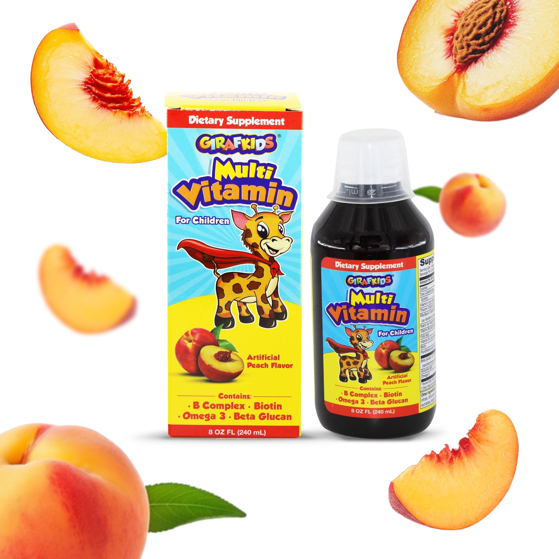 GirafKids Multivitamin Syrup + Super Vitamins Liquid Bundle for Kids Ages 4+ | Omega-3, Beta Glucan, Royal Jelly & Propolis | PHARMADEL uk supplements