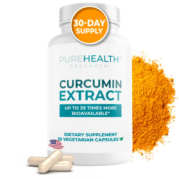PUREHEALTH RESEARCH Curcumin Extract - High Absorption Turmeric Supplement for Robust Immune Support - Joint Support for Overworked Joints and Muscles - Powered by Curcugen x39 Bioavailable - 1 Bottle PUREHEALTH RESEARCH uk supplements