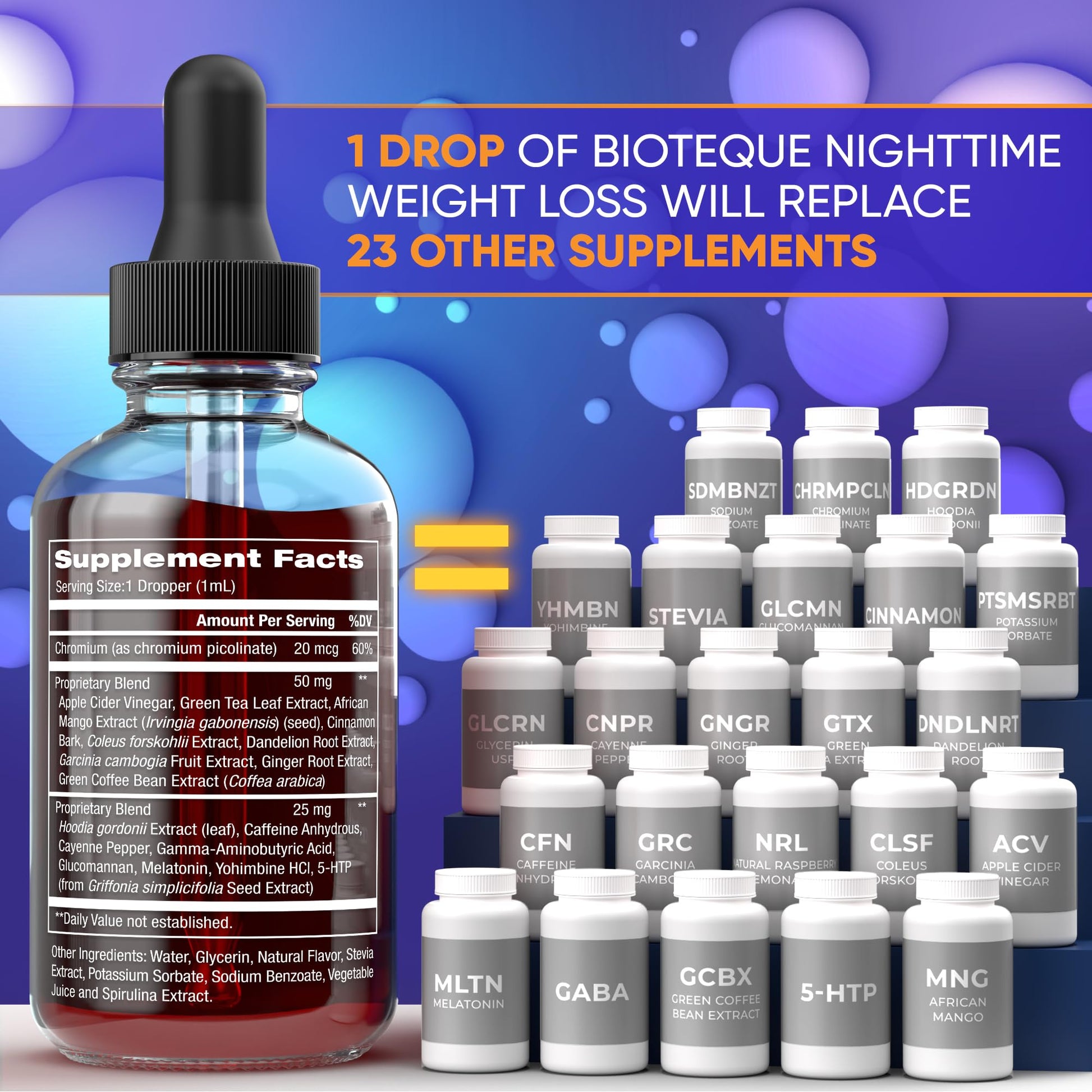 BIOTEQUELAB Night Time Weight Loss Diet Drops - Appetite Control, Fat BIOTEQUELAB uk supplements