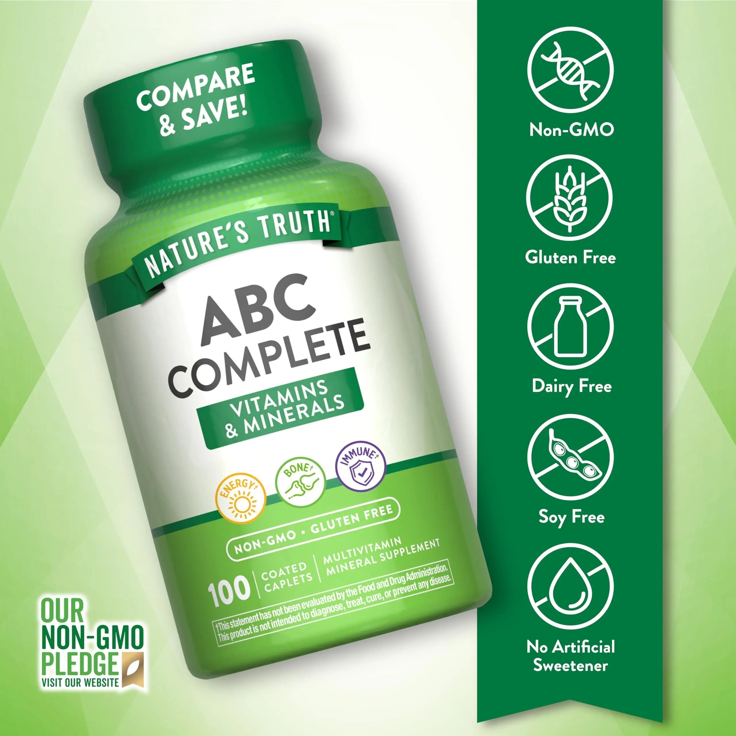 Nature's Truth Adult ABC Complete Multivitamin for Men and Women | 100 Caplets | Non-GMO & Gluten Free Nature's Truth uk supplements