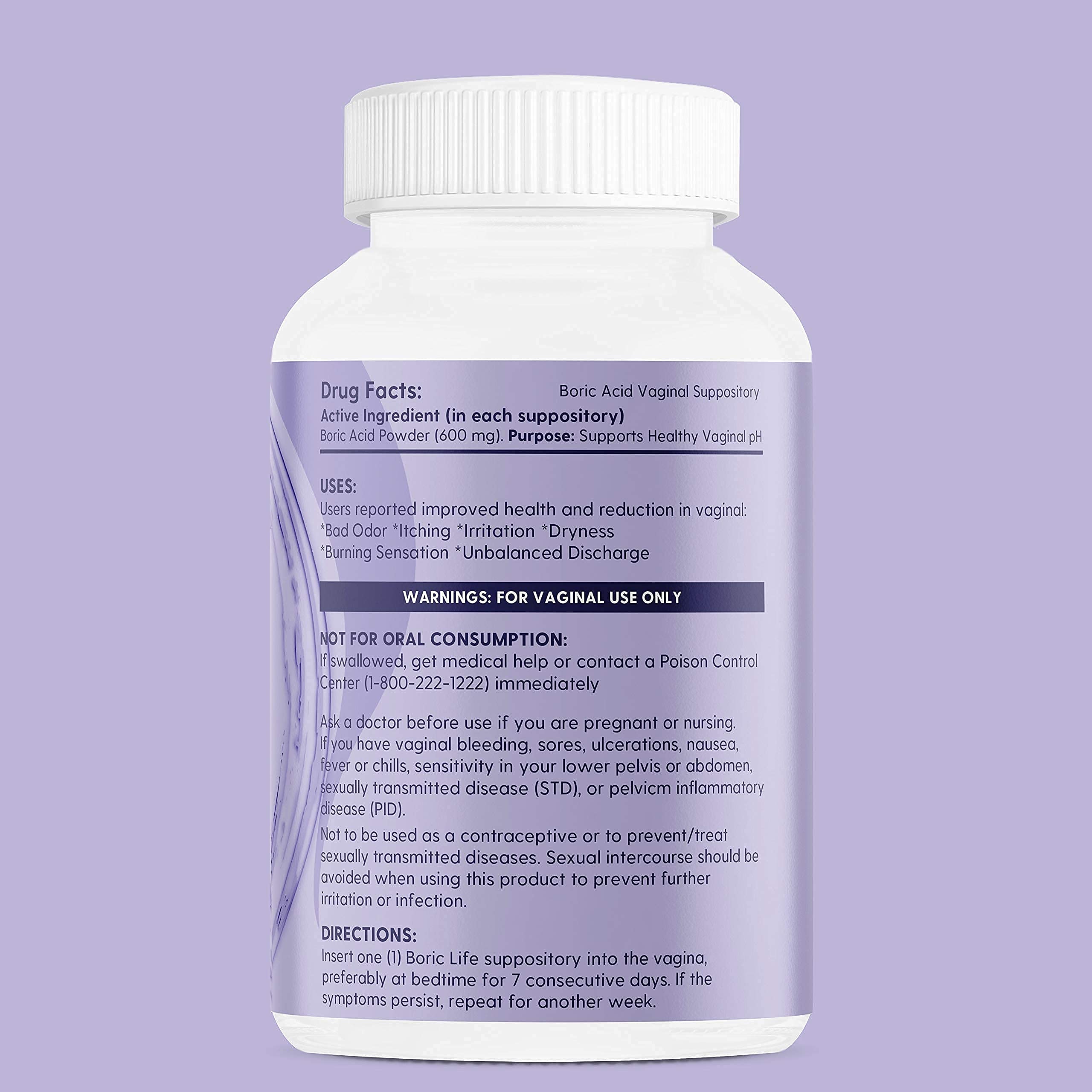 Peachlife Boric Acid Suppositories in Vegetable Capsules - USA Made - Vaginal pH Peachlife uk supplements