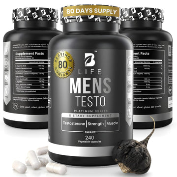 Testosterone Booster Supplement for Men | Boron supplement for men with Tribulus Terrestris, Black Maca, Horny Goat Weed, L-Arginine | Stamina, Endurance, Muscle growth & strength | 80 Servings B Life Company uk supplements