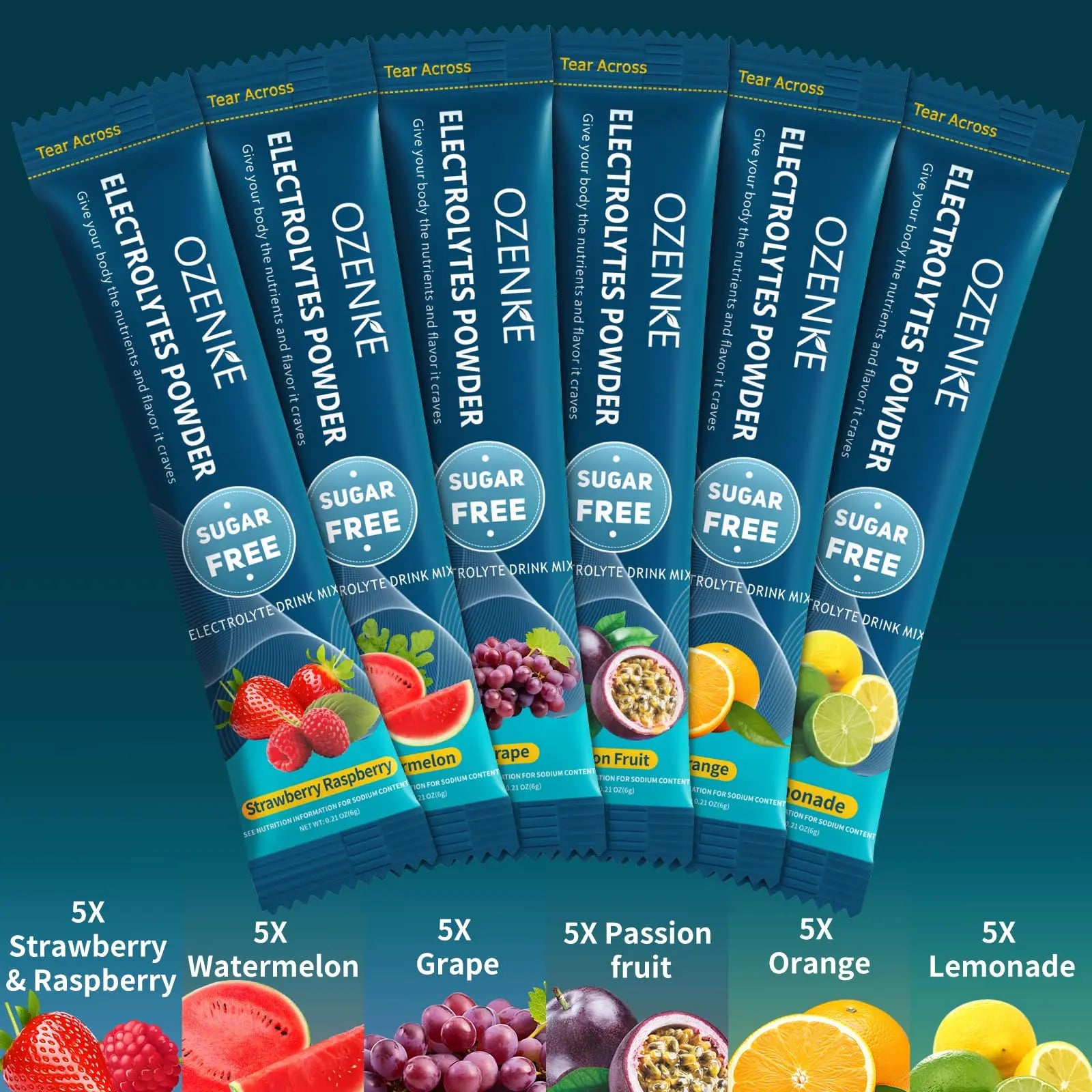 OZENKE Electrolytes Powder Packets, 30 Sticks Hydration Packets Sugar Free, Electrolyte Drink Mix Travel Electrolyte Packets OZENKE uk supplements