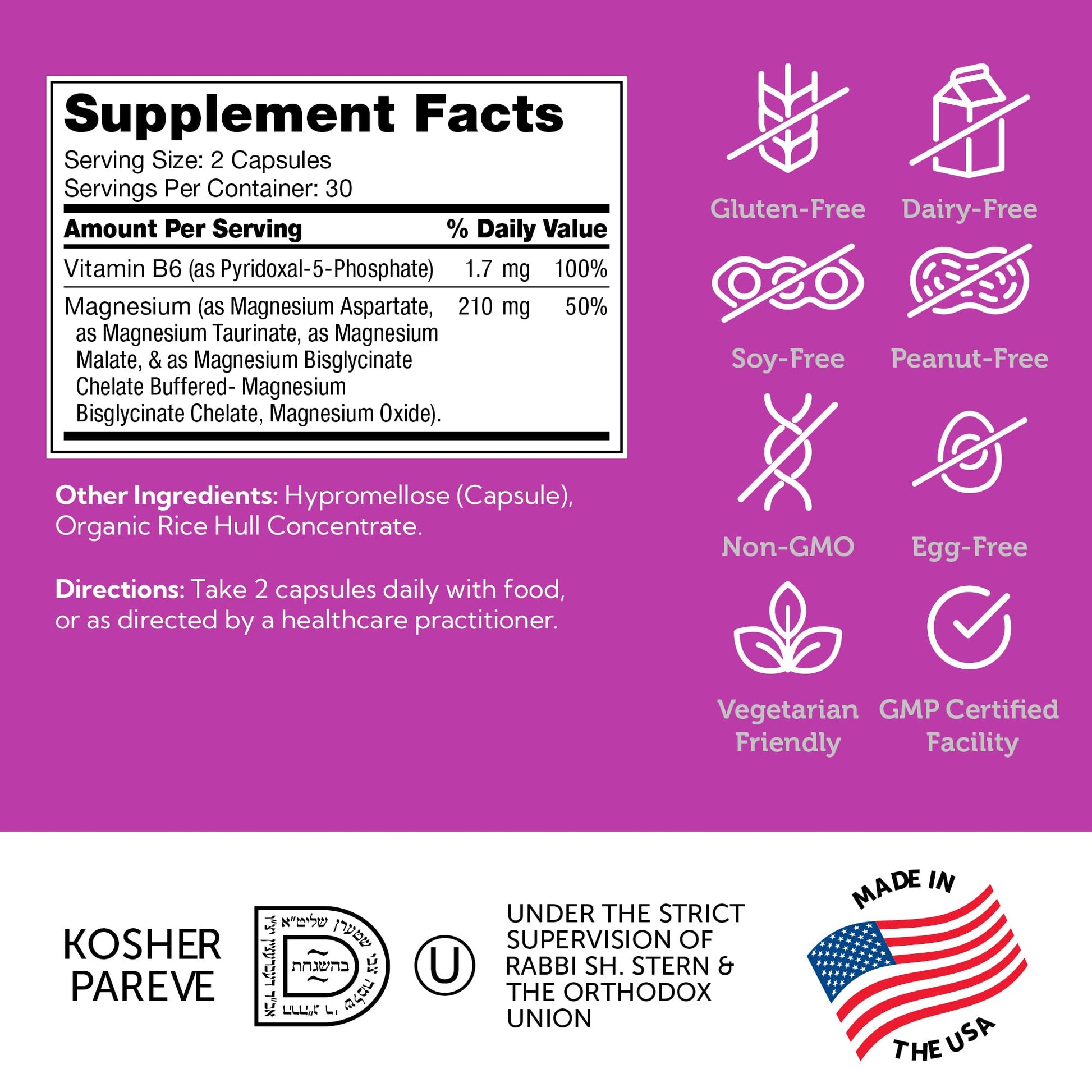Zahler Magnesium Complex Supplement - Multi Magnesium Supplement Blend with Magnesium Glycinate, Malate, Aspartate, Taurinate and Oxide Plus Vitamin B6 - Bone Nerve Heart & Muscle Health (60 Capsules) Zahler uk supplements