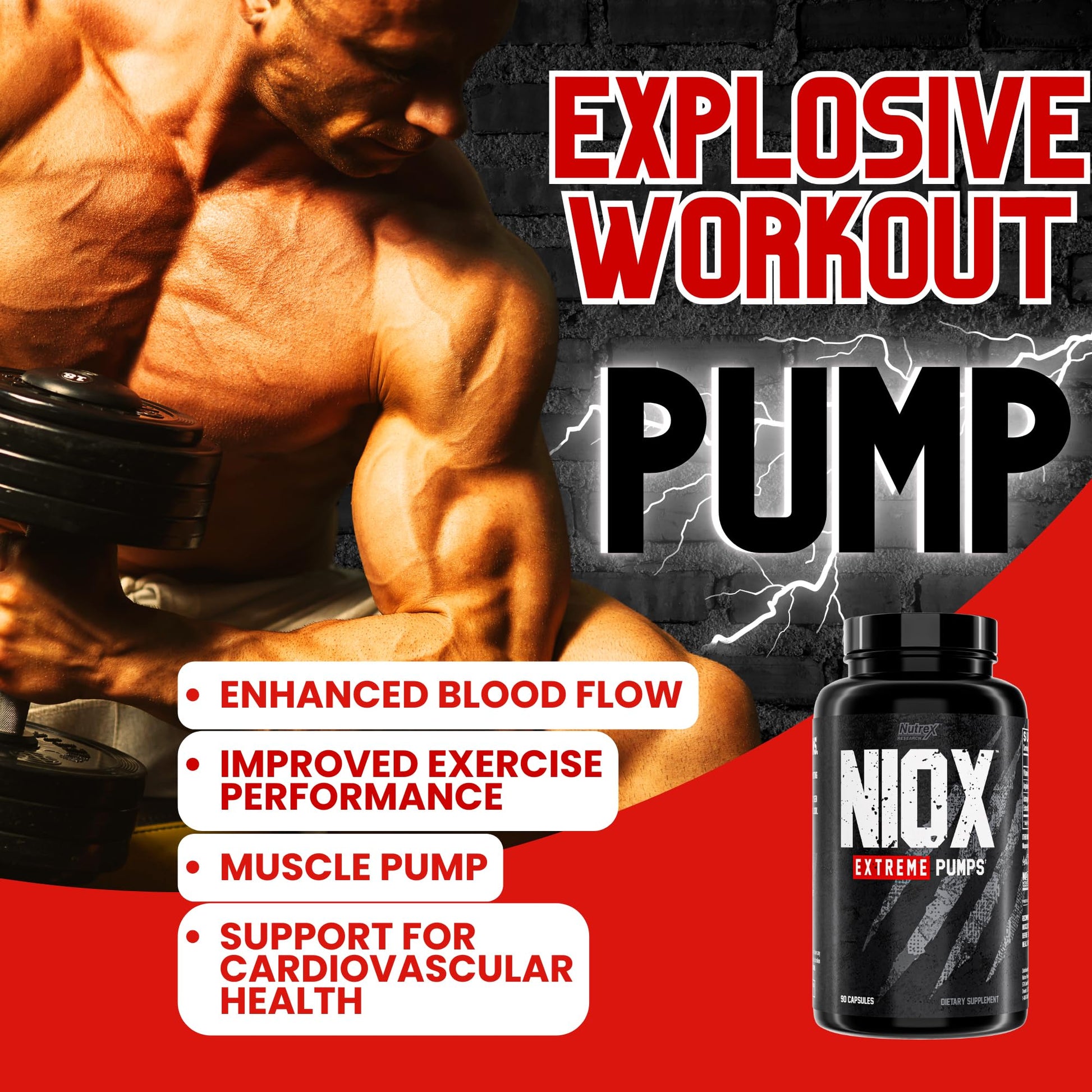 Nutrex Research NIOX Extreme Pumps - 180-Count Pre-Workout Pump Supplement Nutrex Research uk supplements
