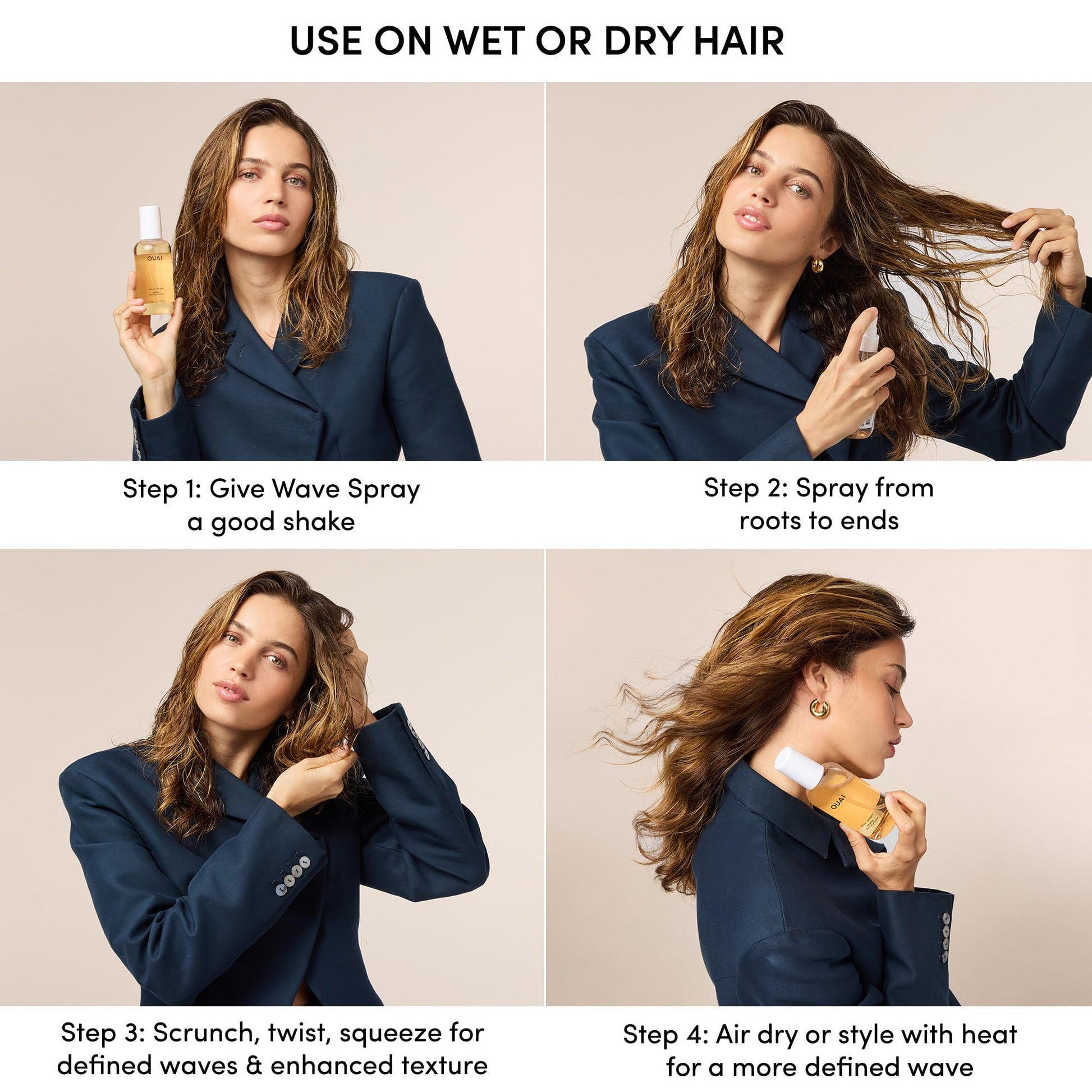 OUAI Wave Spray - Texture Spray for Hair with Coconut Oil & Rice Protein - Adds Texture, Volume & Shine for Beach Waves - Paraben Free, Safe for Color & Keratin-Treated Hair (6 fl oz) OUAI uk supplements