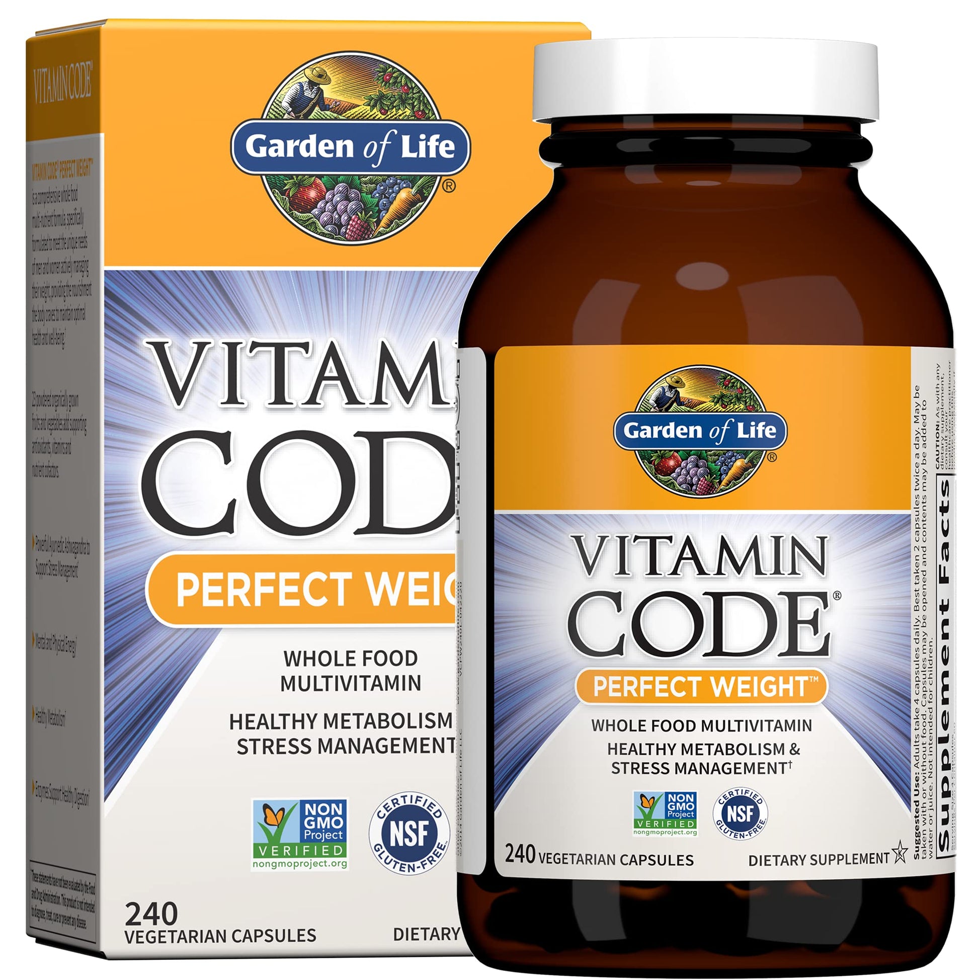 Garden of Life Multivitamin Code Perfect Weight Loss for Women and Men, Healthy Active Metabolism, Stress Management, Ashwagandha, Green Tea and Enzymes, 240 Count Garden of Life uk supplements