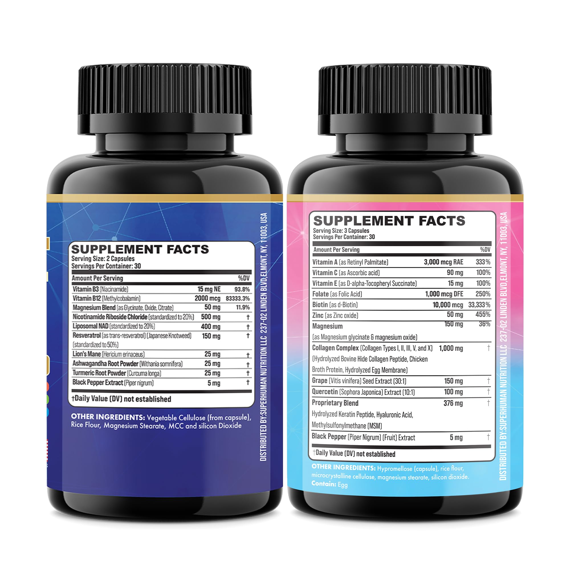 Parrox Forever Young Set with Liposomal NAD, Nicotinamide Riboside, Magnesium, Resveratrol, Lion's Mane, Collagen Peptides Types I, II, III, V and X, Biotin & Keratin, Hyaluronic Acid, Zinc, Quercetin Parrox uk supplements
