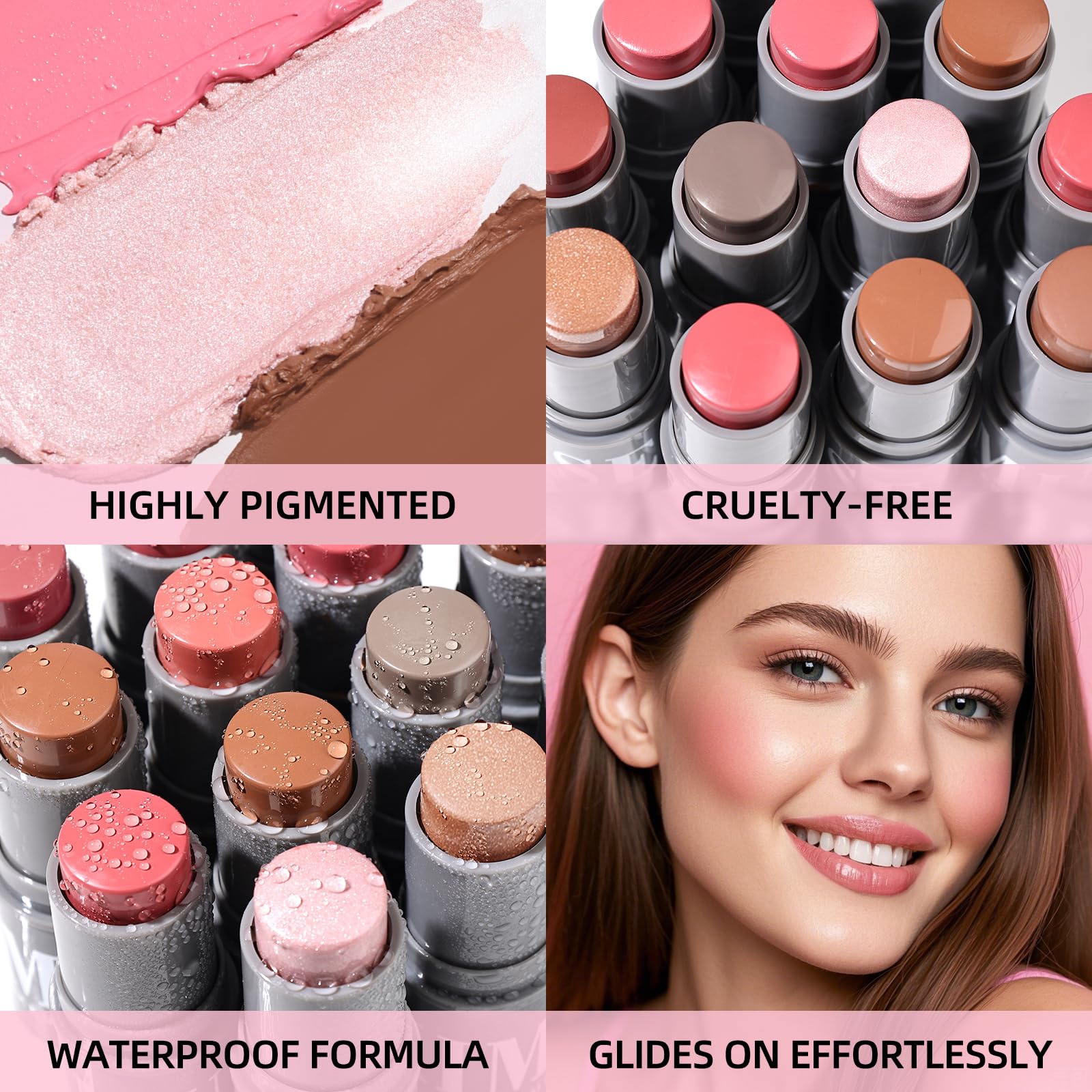 KIMUSE Cream Contour Stick Duo, Cream Blush Stick, Bronzer Shaping Stick, Creamy, Highly Pigmented, Long Lasting, Vegan Face Make Up Sticks KIMUSE uk supplements