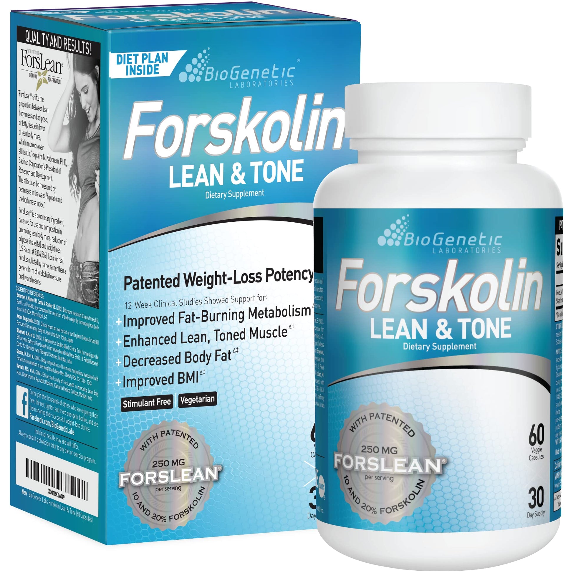 BioGenetic Labs Forskolin Lean & Tone - Weight Loss Pills - Body Toning Formula Fat Burner BioGenetic Laboratories uk supplements