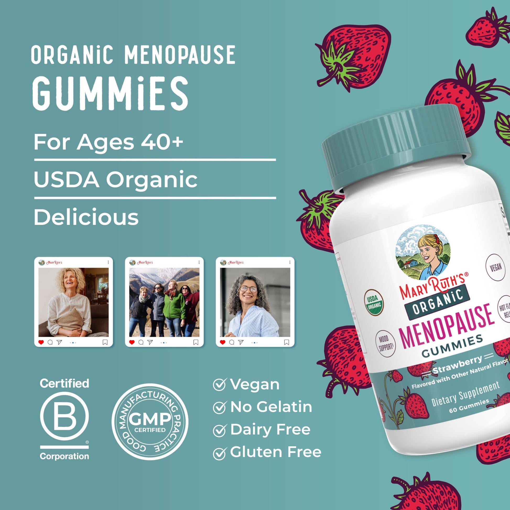 Organic Menopause Gummies by MaryRuth's | Menopause Supplements for Women | Mood Support | Hot Flash Relief | Maca Root | Black Cohosh | USDA Organic | Non-GMO | Vegan | 30 Servings MARYRUTH'S uk supplements