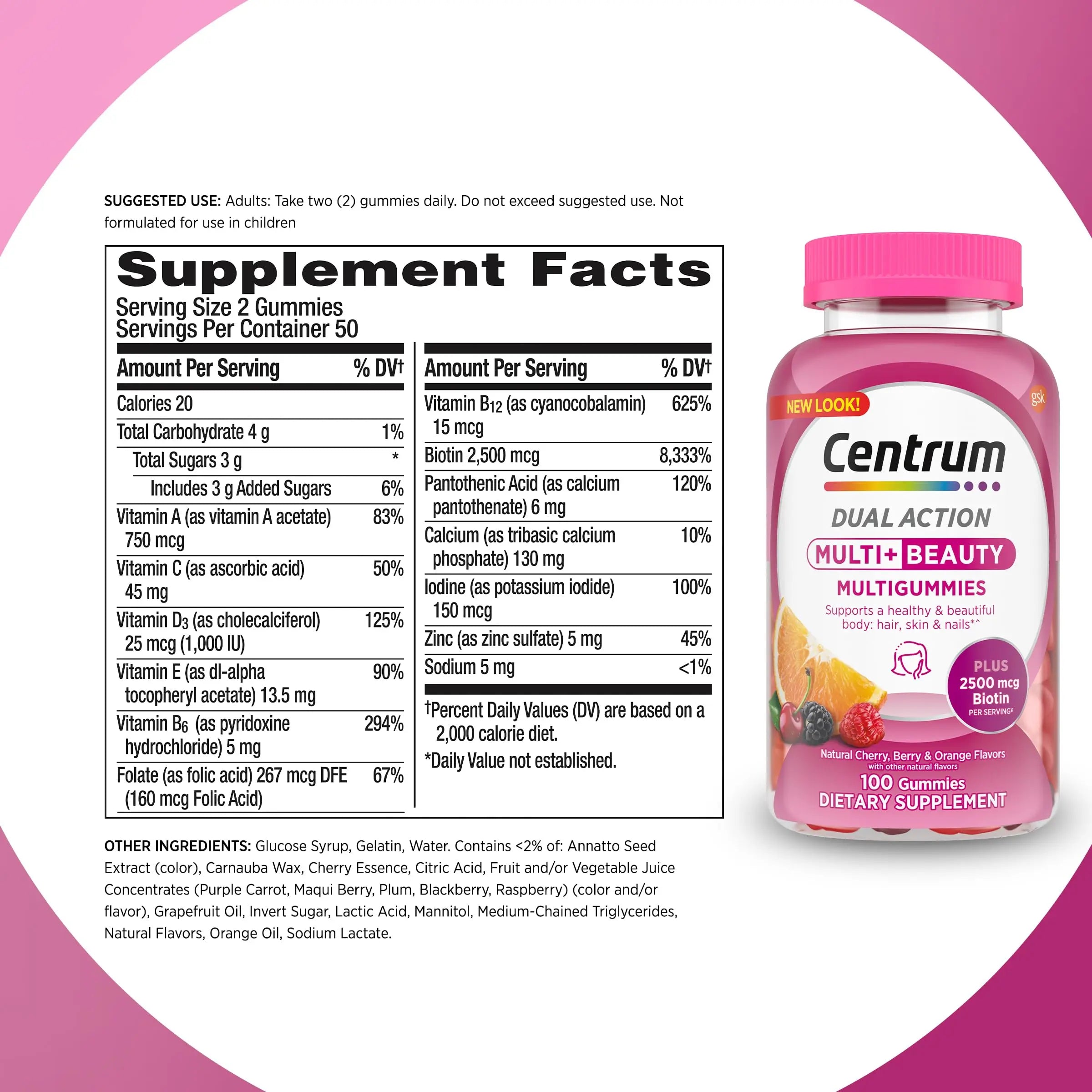 Centrum Multivitamin Gummy, 100 Count (Pack of 1) Centrum uk supplements