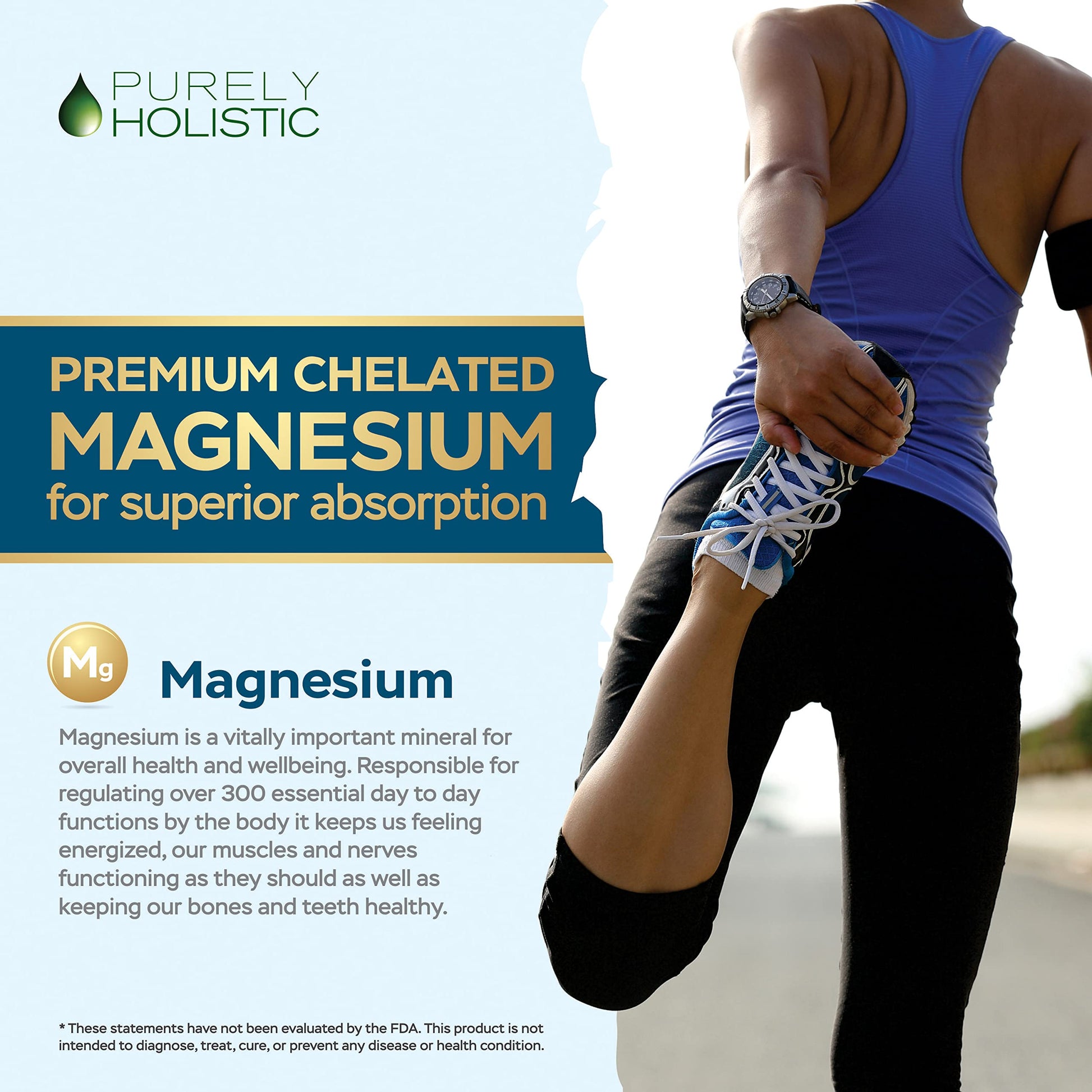 Magnesium Glycinate 400mg - 270 Magnesium Tablets (not Capsules) - 400 mg Elemental Magnesium - Highly Bioavailable - Vegan and Vegetarian - for Improved Sleep, Stress Relief & Cramp Defense Purely Holistic uk supplements