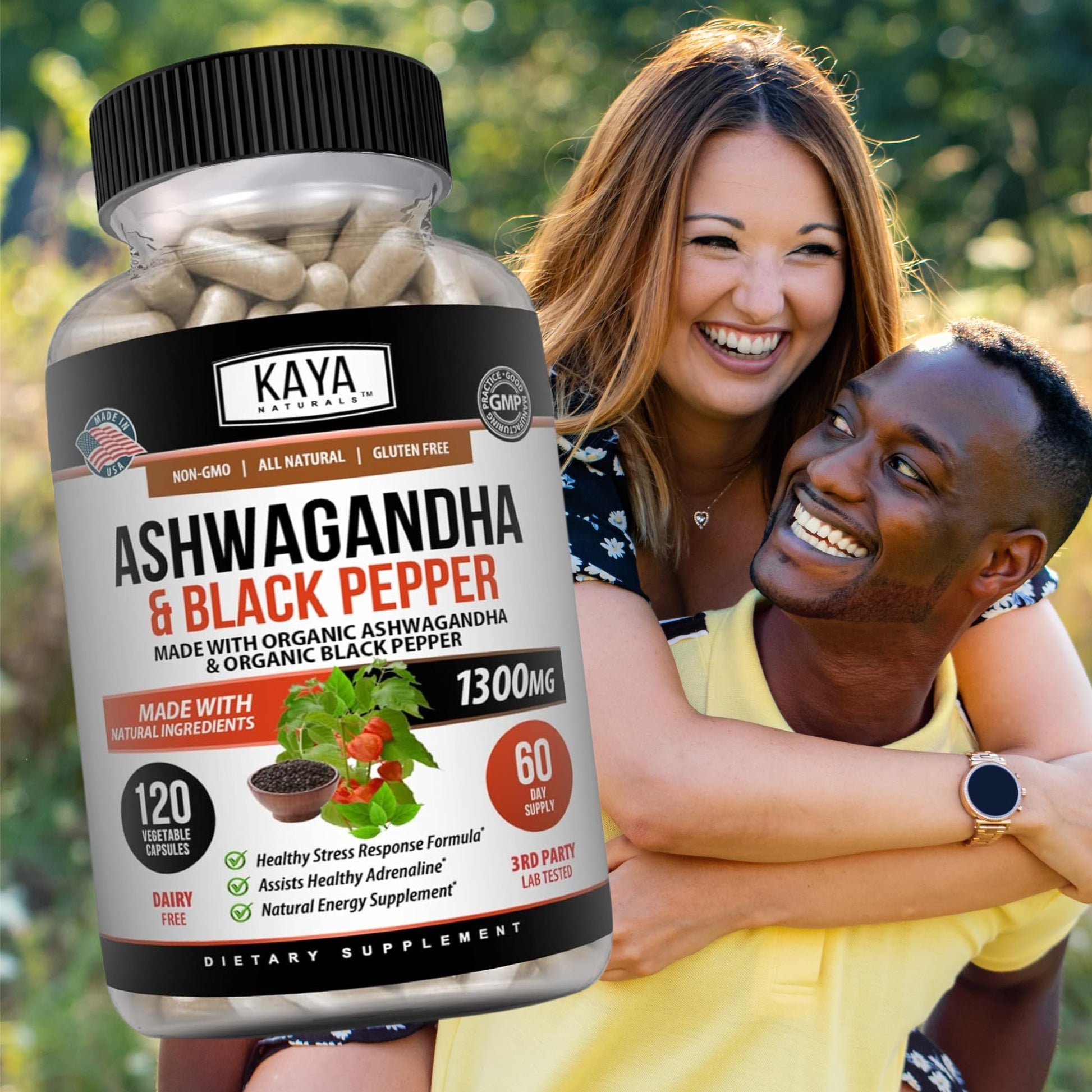 Kaya Naturals Ashwagandha 1300mg, 120 Count Capsules for Stress Relief, Adrenal, Mood & Thyroid Support, Black Pepper and 100% Pure Ashwagandha -120 Capsules Kaya Naturals uk supplements