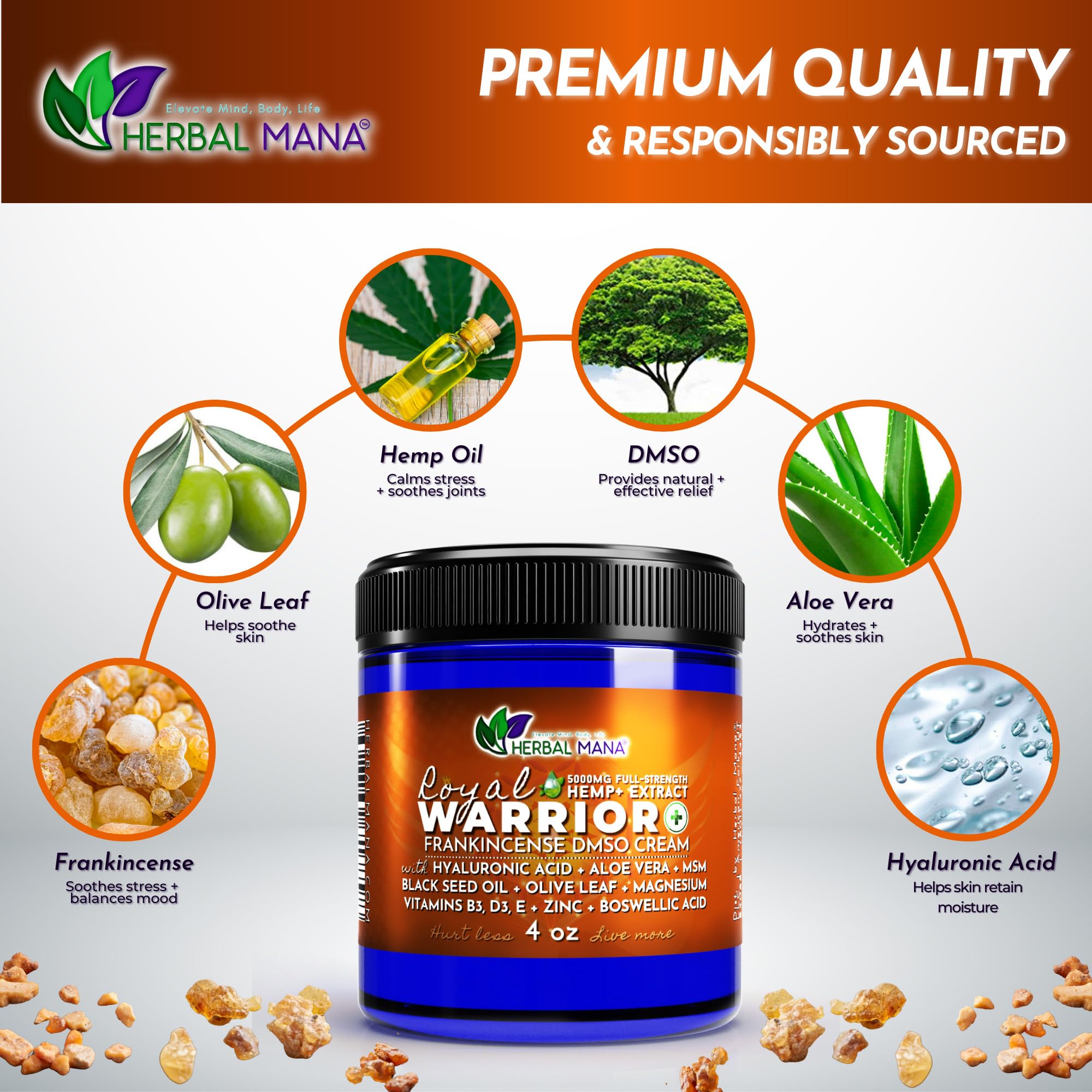 Herbal Mana Royal Warrior with 5000mg Hemp Lotion - 99.9% Pure DMSO Cream Herbal Mana uk supplements