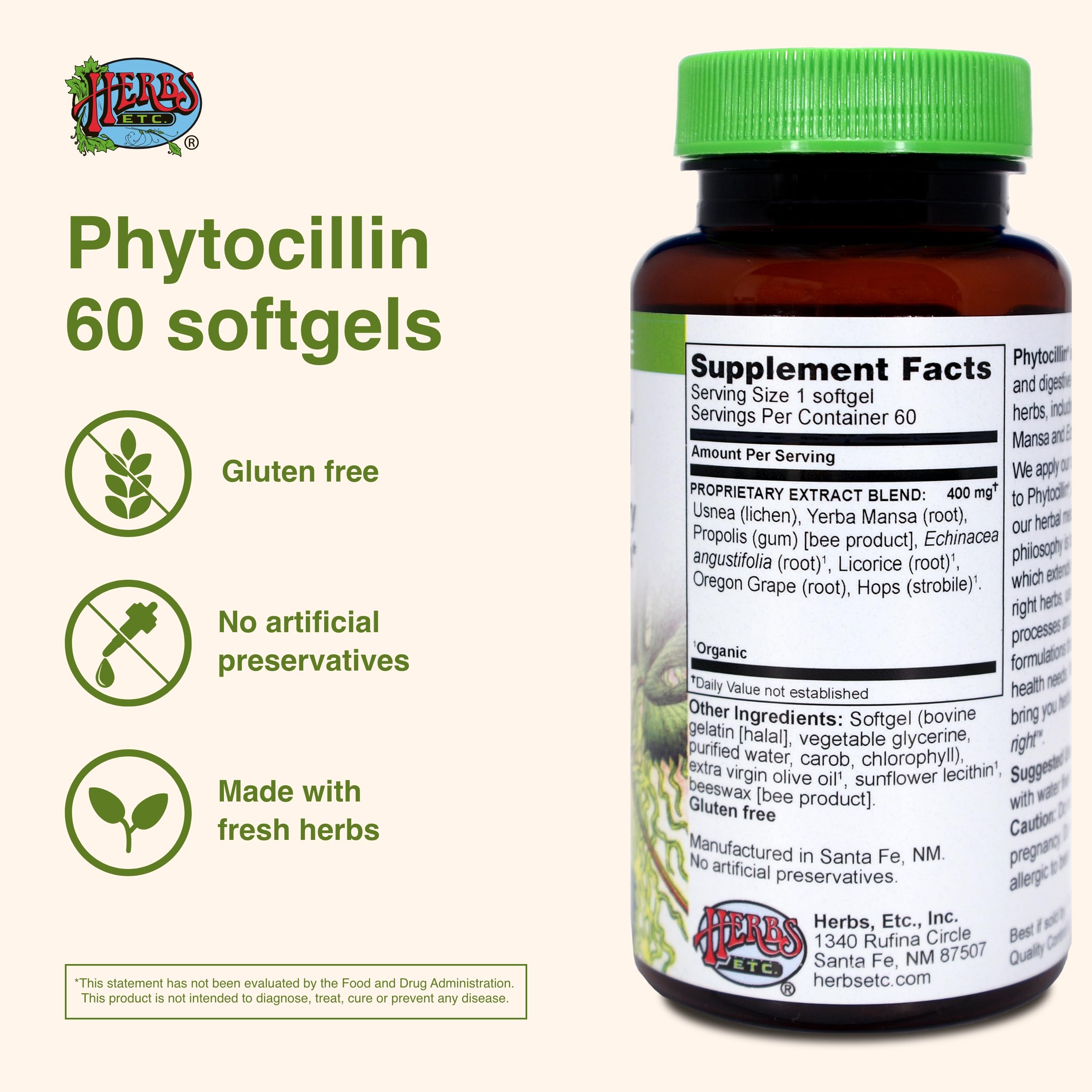 Herbs Etc. Phytocillin - Respiratory & Digestive Health Support Supplement - Herbal Formula to Support Digestion - Support Healthy Breathing - 60 Softgels (60 Servings) Herbs Etc. uk supplements