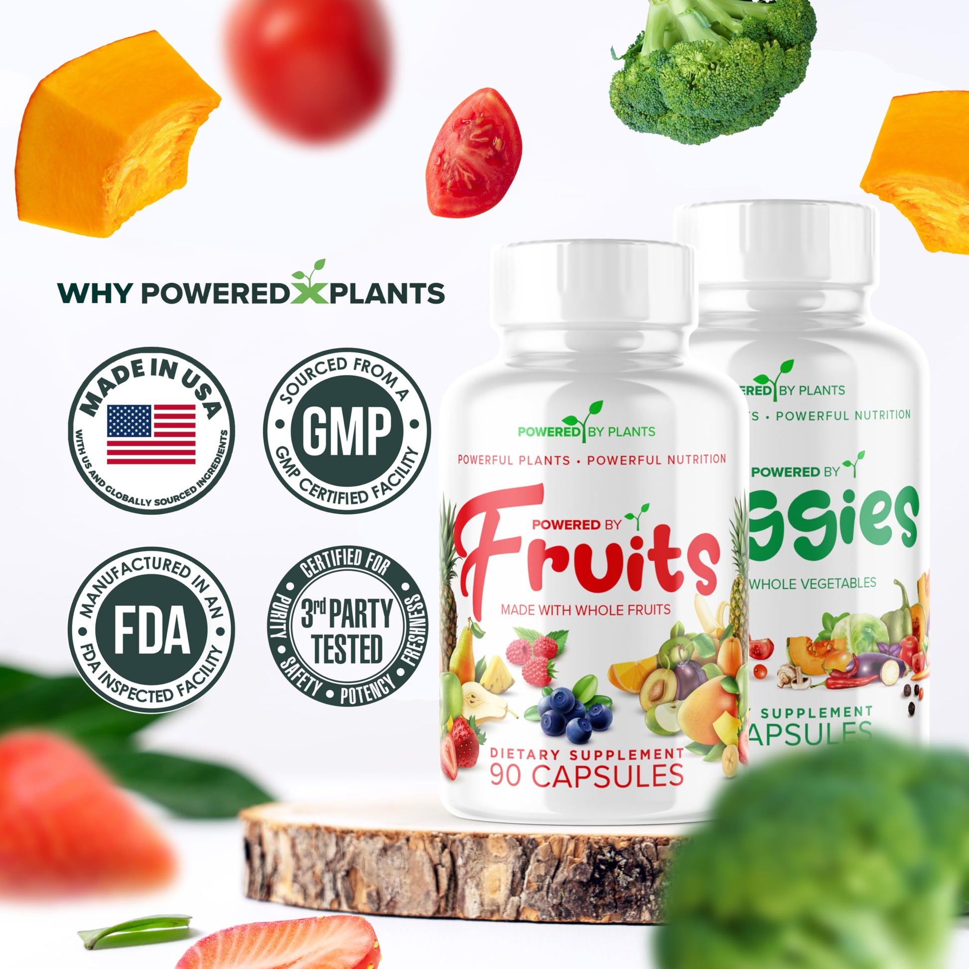 Daily Fruits and Veggies Supplement - 180 Capsules for 30 Days, Non GMO & Gluten Free Superfood with Natural Vitamins - Powered by Plants, 2-Pack POWERED X PLANTS uk supplements