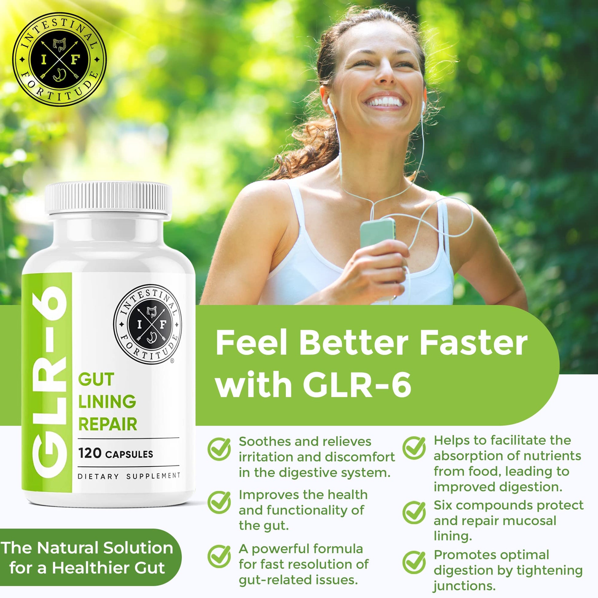 Intestinal Fortitude GLR-6 - Gut Lining Repair Supplement for Gut Health - Leaky Gut Repair with L-Glutamine, Slippery Elm, DGL Licorice Root, Marshmallow Root, Fenugreek Intestinal Fortitude uk supplements