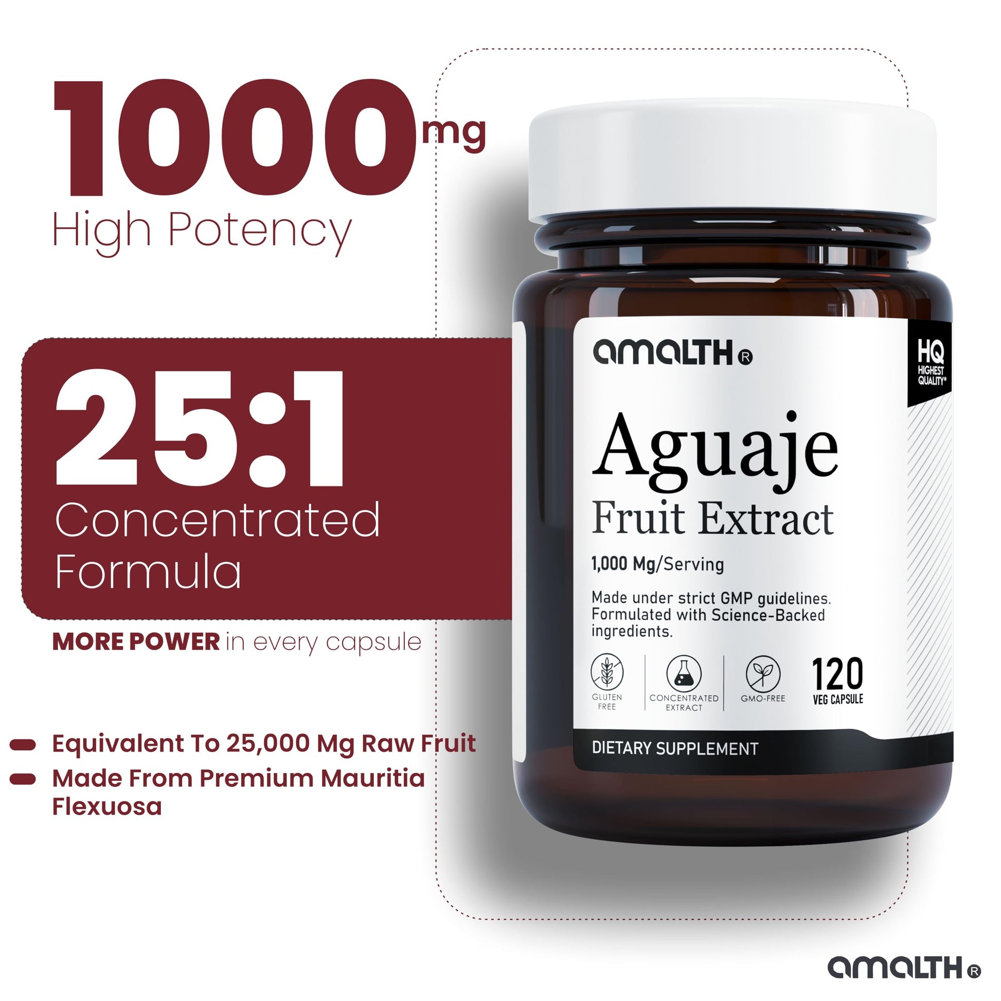 Amalth Aguaje Curves Capsule for Women 1000 mg- Extra Strength from Peru Natural Supplements- 120 Capsules Non- GMO Premium Quality Pills AMALTH uk supplements