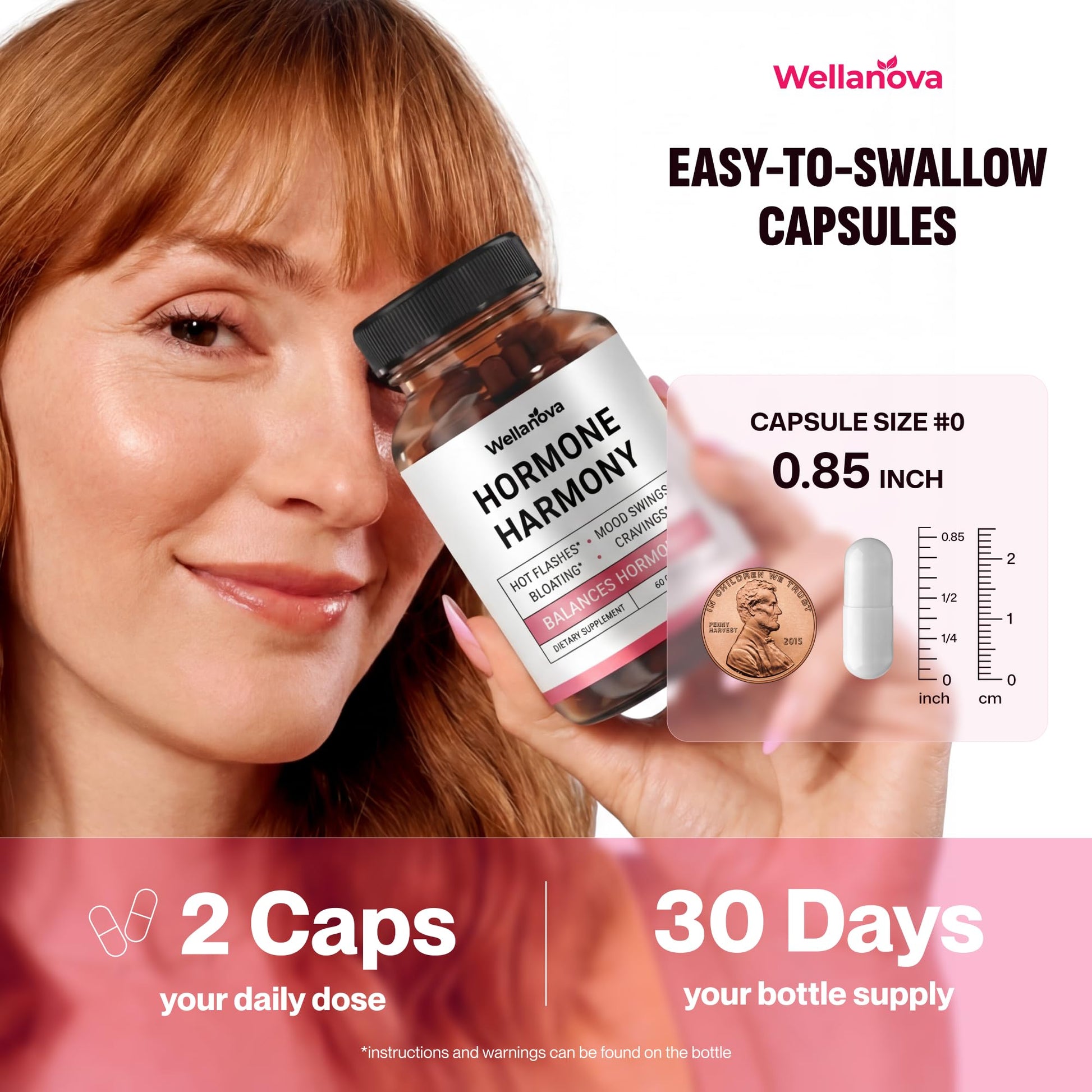 Wellanova Hormone Harmony for Women – Natural Hormonal Balance Support for Menopause & Perimenopause – Hot Flashes, Mood Swings, Cravings, Bloating Relief – 60 Capsules Wellanova uk supplements