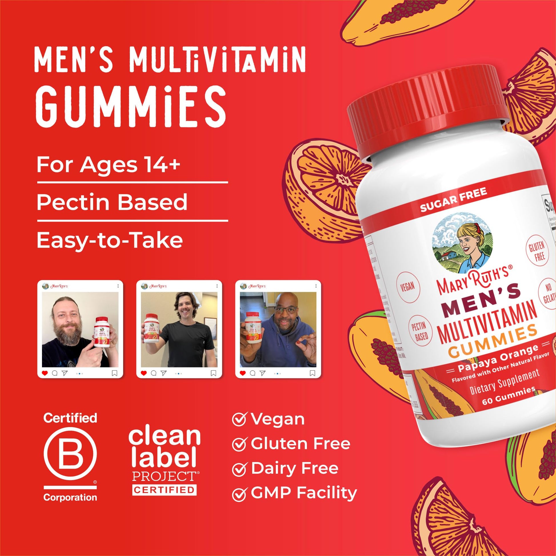 MaryRuth's Multivitamin Gummies for Men | Vitamin A, C, D, E, B6, B12, Biotin, Zinc | Energy Metabolism | Immunity | Bone Health | Cellular Health | Vegan | Non-GMO | Gluten & Sugar Free | 60 Count MARYRUTH'S uk supplements