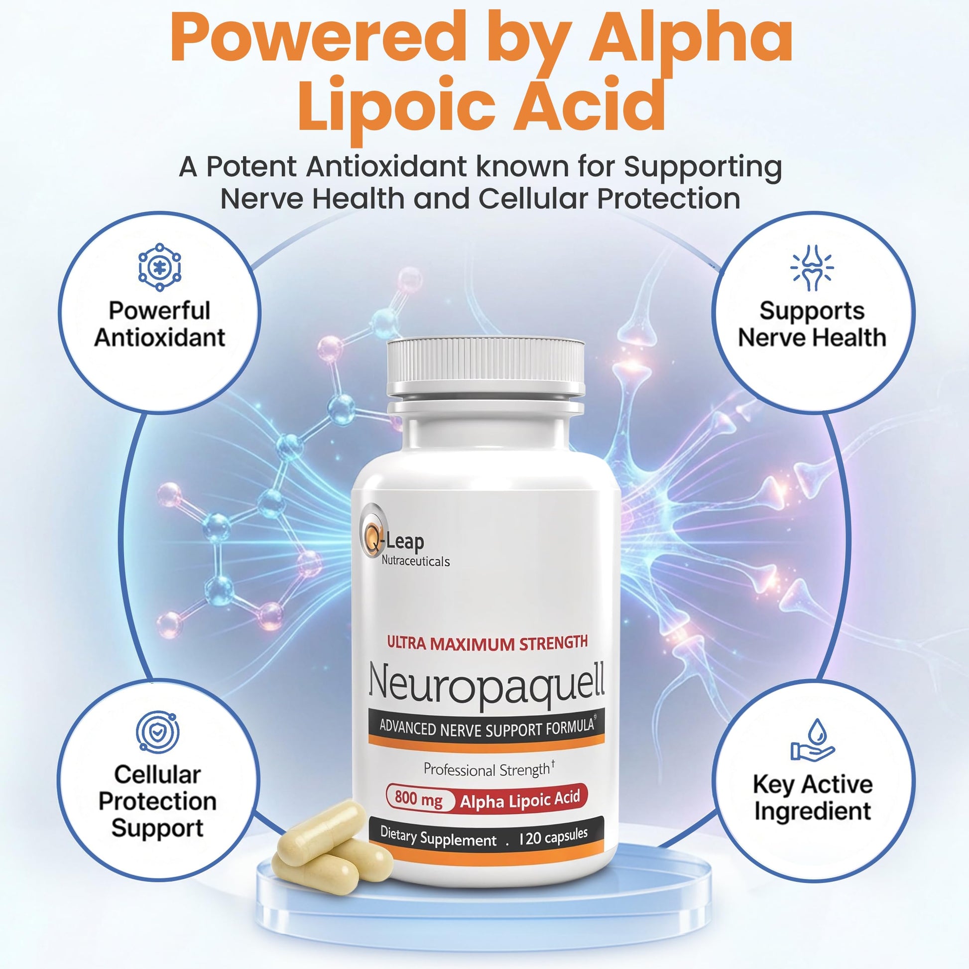 Platinum Health Alpha Lipoic Acid for Neuropathy Nerve Pain Support, Supplement, B Vitamins, L Arginine, All Natural Maximum Strength Neuropaquell for Discomfort in Feet, Hand, Toes,120 Capsules,800mg Platinum Health uk supplements