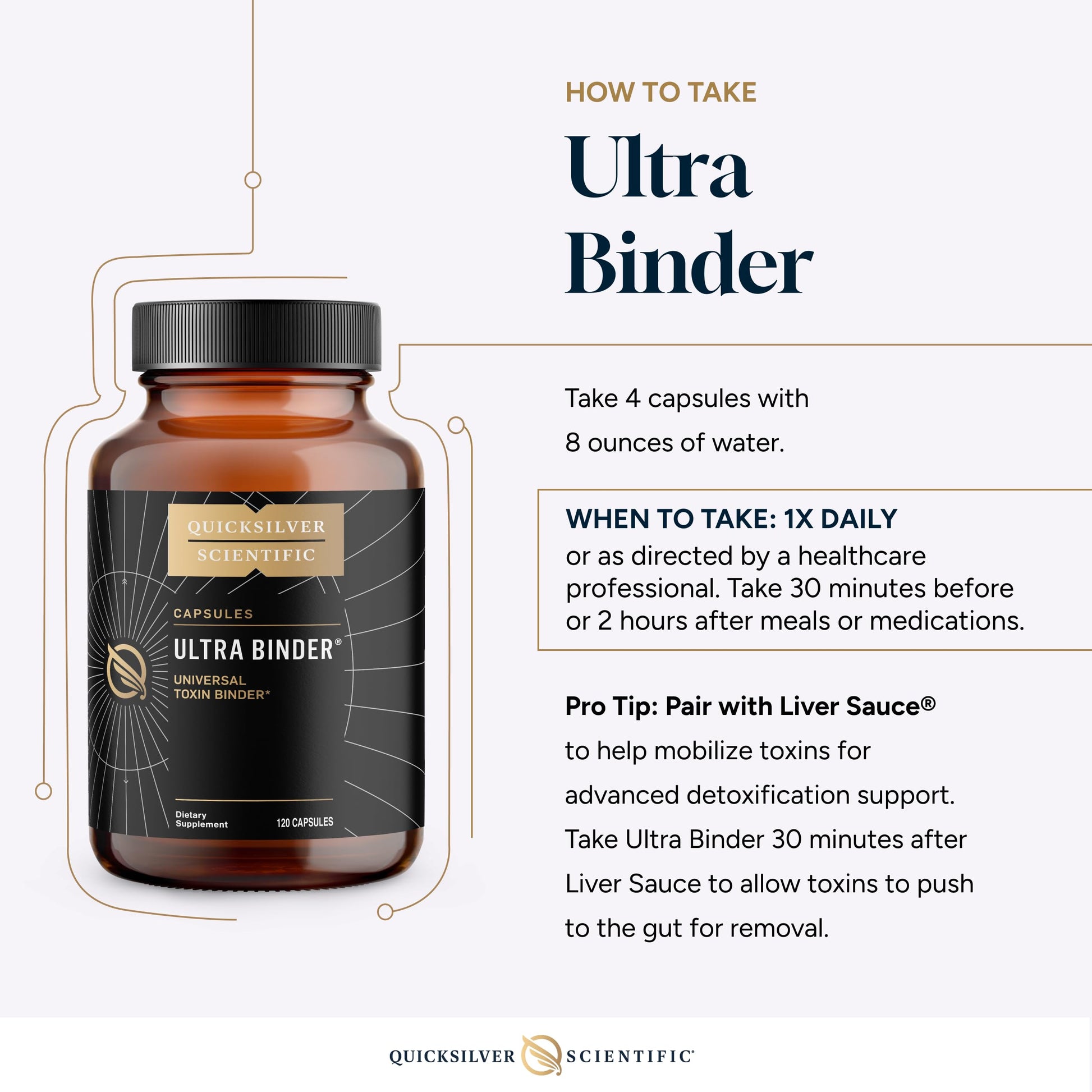 Quicksilver Scientific Ultra Binder - Multi Toxin Binder with Bentonite Clay Powder, Zeolite Detox & Charcoal - Supplement for Gut Support & The Body's Toxin Removal Process (120 Capsules) Quicksilver Scientific uk supplements