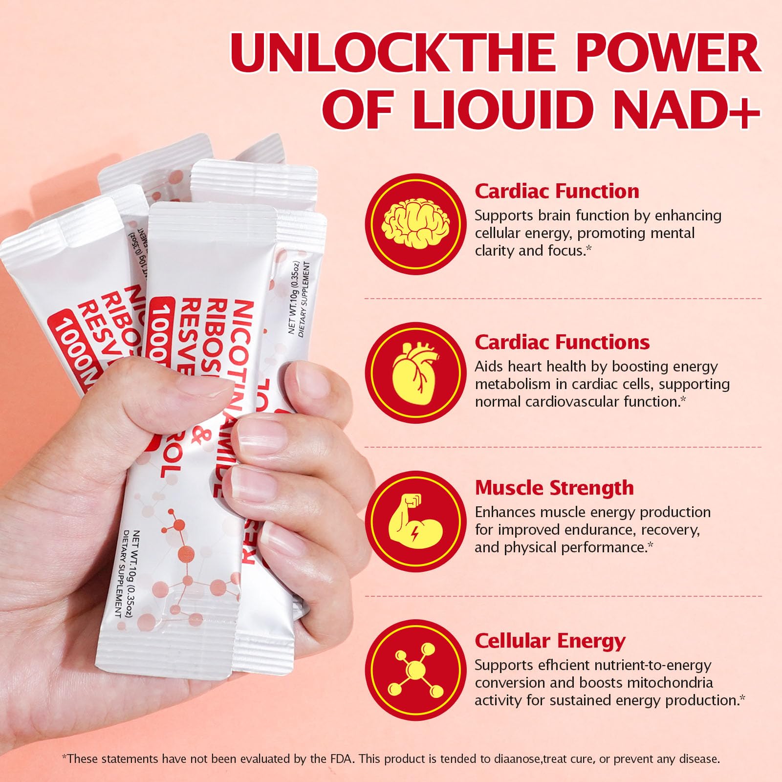 NAD+ Supplement 1000mg Liquid Packets 21pcs, Nicotinamide Riboside Resveratrol, NAD Supplements for Women Men, Anti-Aging, Repairs Cells, Support Natural Vitality Nyloriaine uk supplements