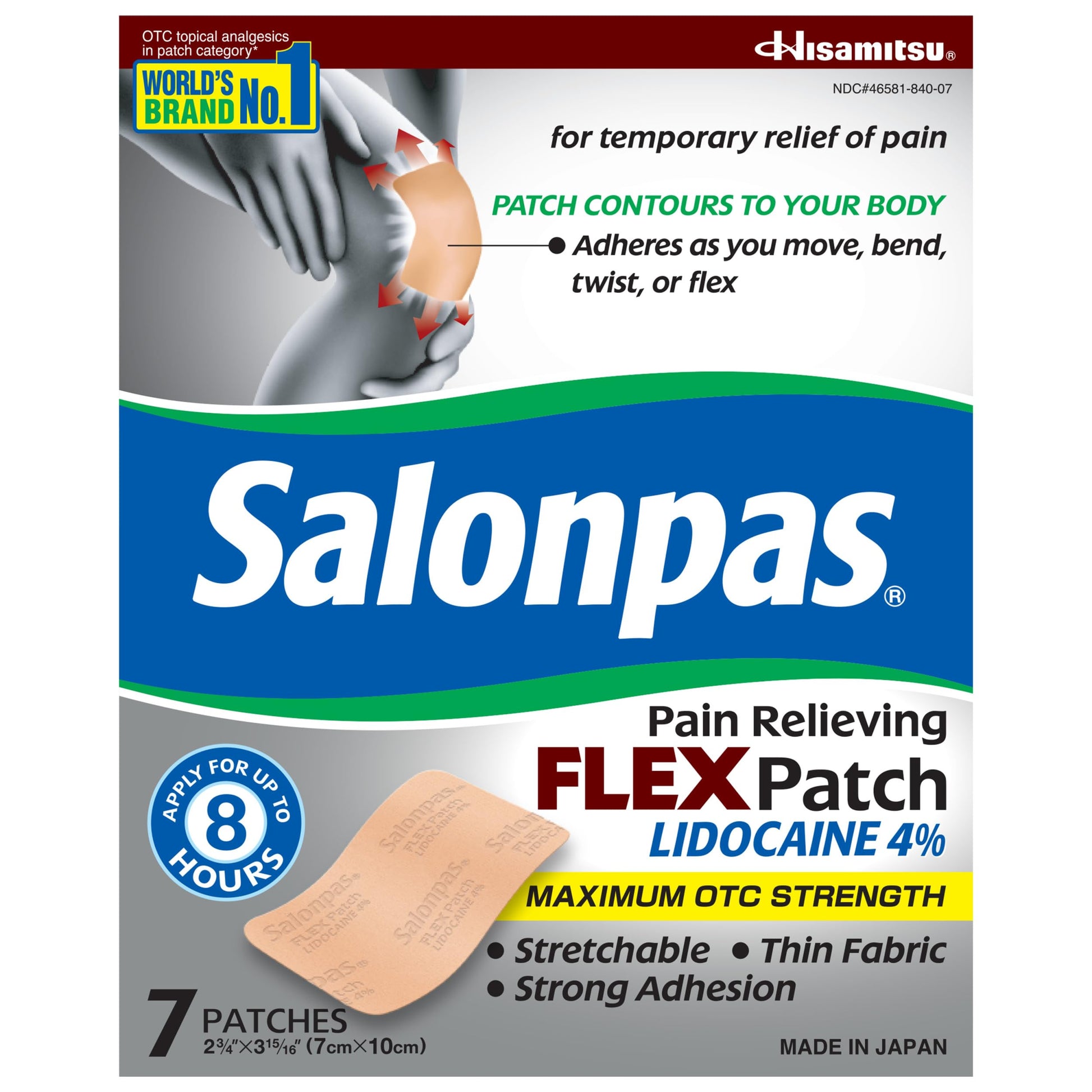 Salonpas Maximum OTC Strength Lidocaine 4% Pain Relieving Flex Patch, Apply for Up to 8 Hours, Unscented, Thin, Flexible, Lightweight, Patch Stays in Place, 7 Patches Salonpas uk supplements